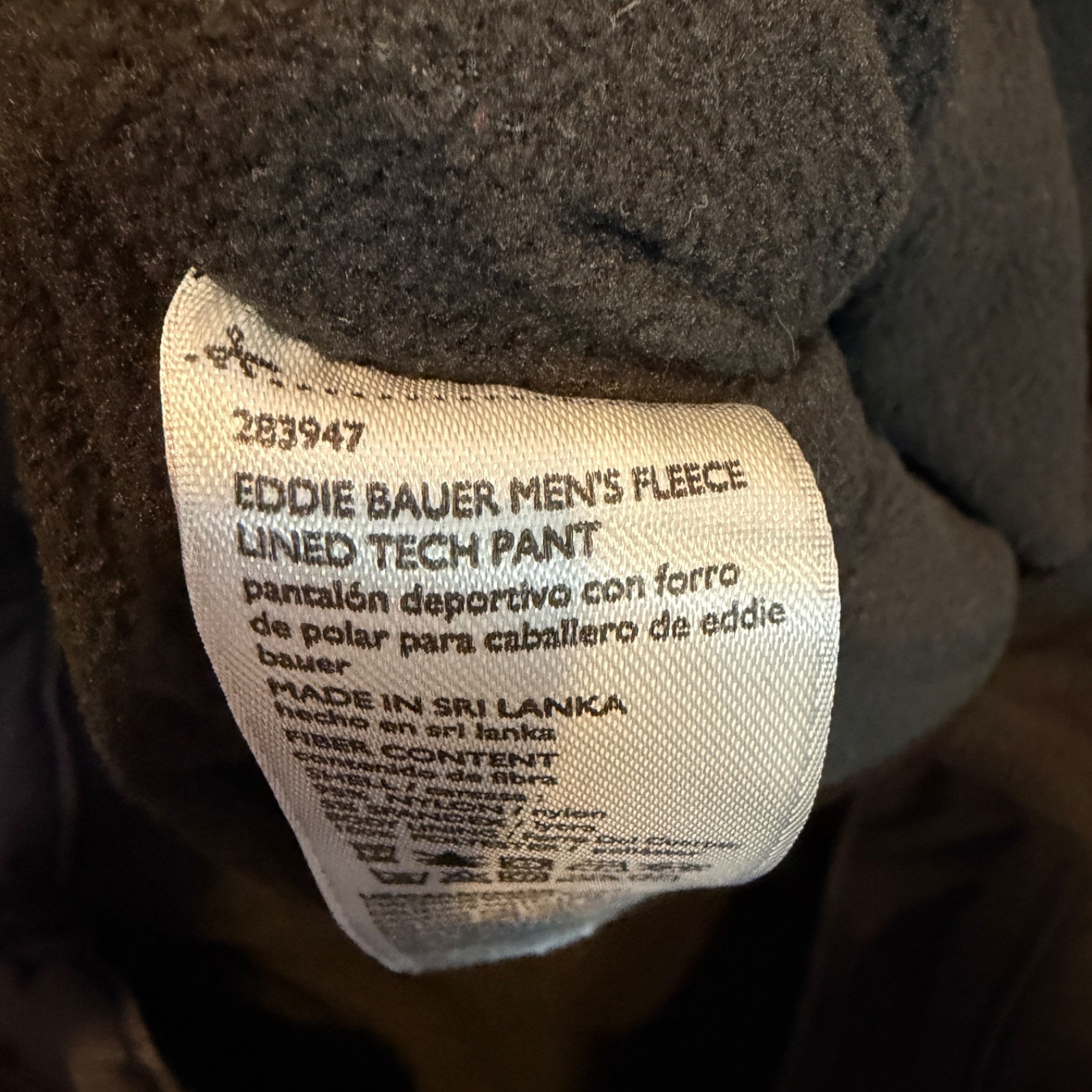 Eddie Bauer Men’s Tech Pant 40×32 Fleece Lined 2-Way Stretch Black