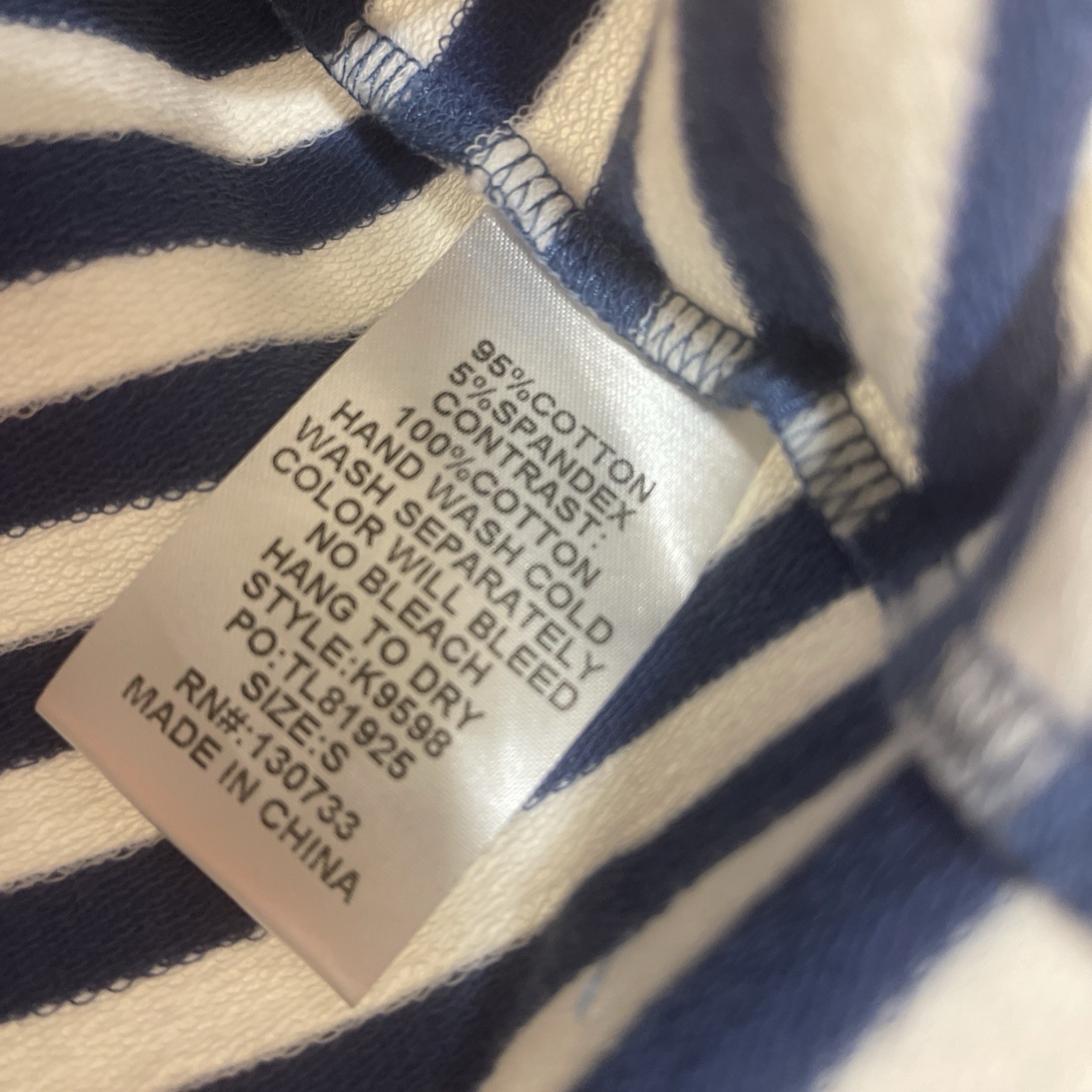 Umgee Branded Top with Blue and Horizontal Stripes with Solid Blue Collar Sz Sm