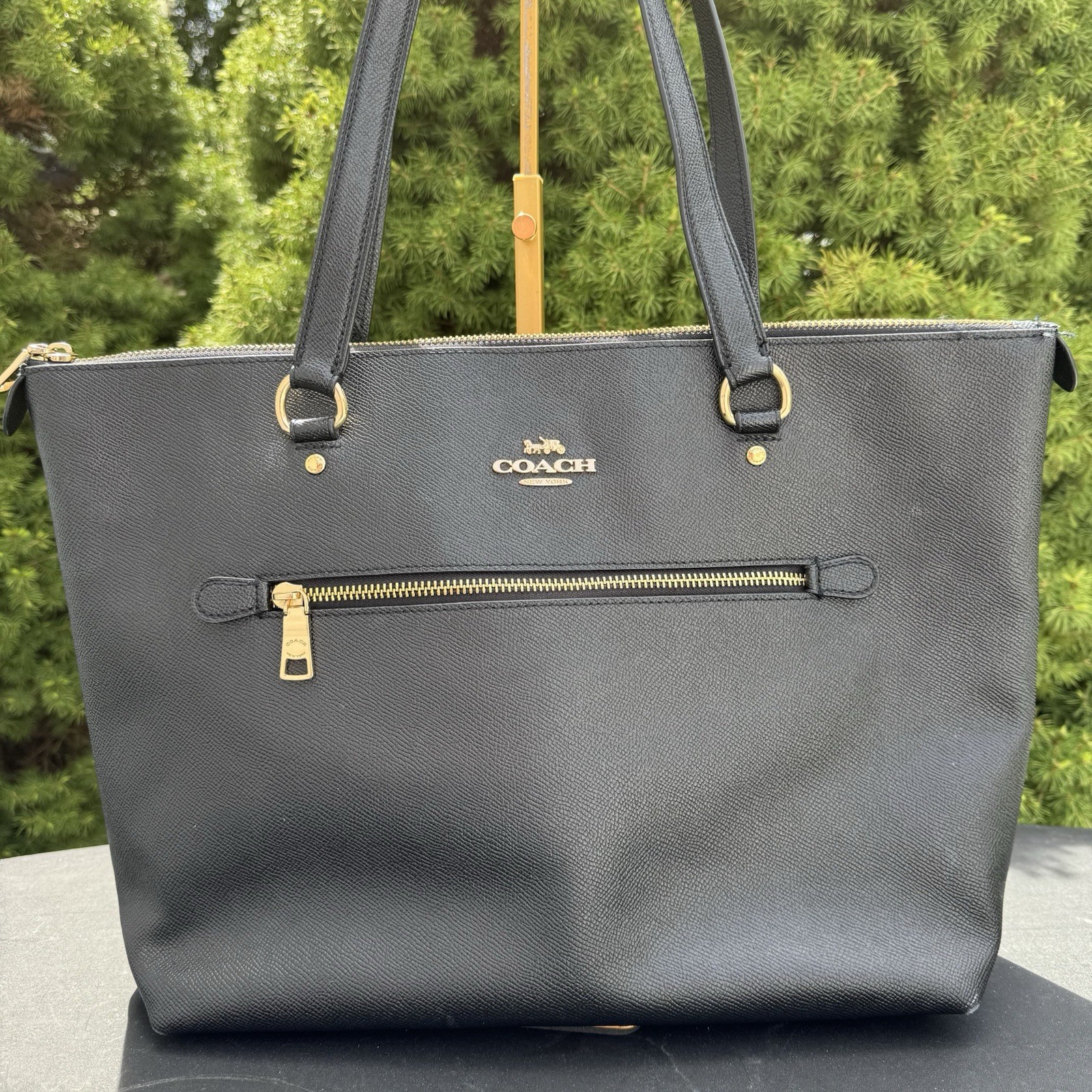 Coach Gallery Black Leather Tote Shoulder Bag