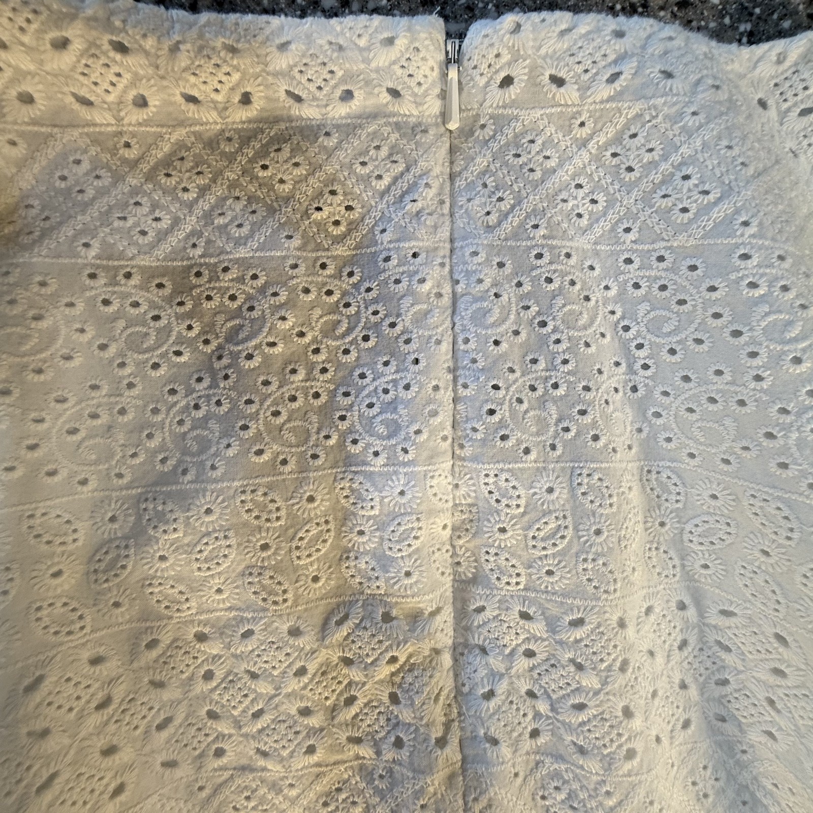 LL Bean 100% Cotton Dress Sheath Midi Back Zippper Eyelet Fabric