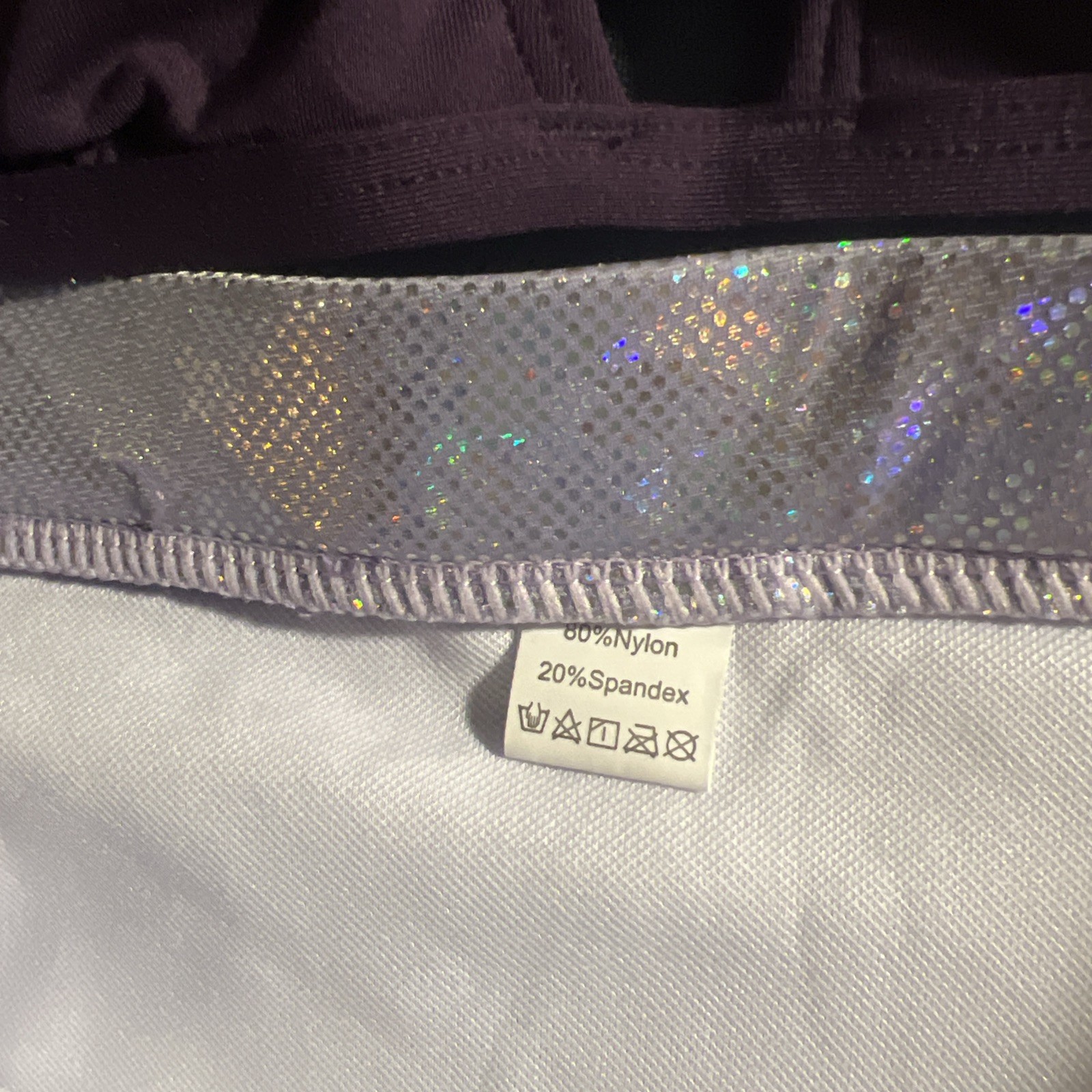 NWT Sz M Bikini A.N.A. Purple Mix Match Hologram Silver Shiny Hi-Waist Bottom