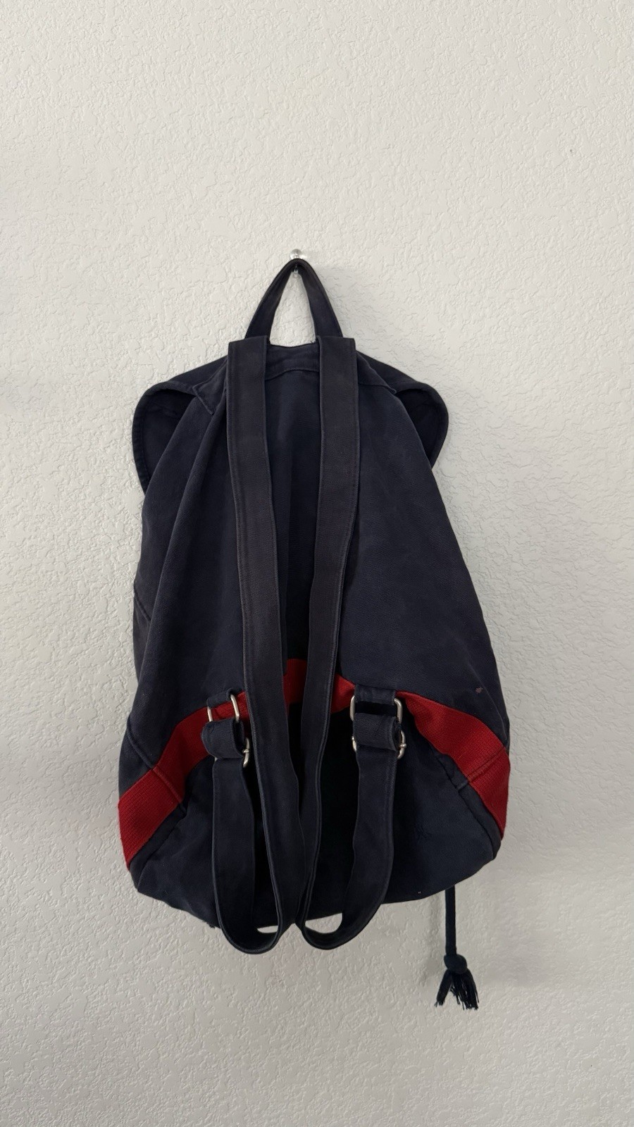 Tommy Hilfiger Colorblock Drawstring Backpack Navy/Red/White Zip Pocket