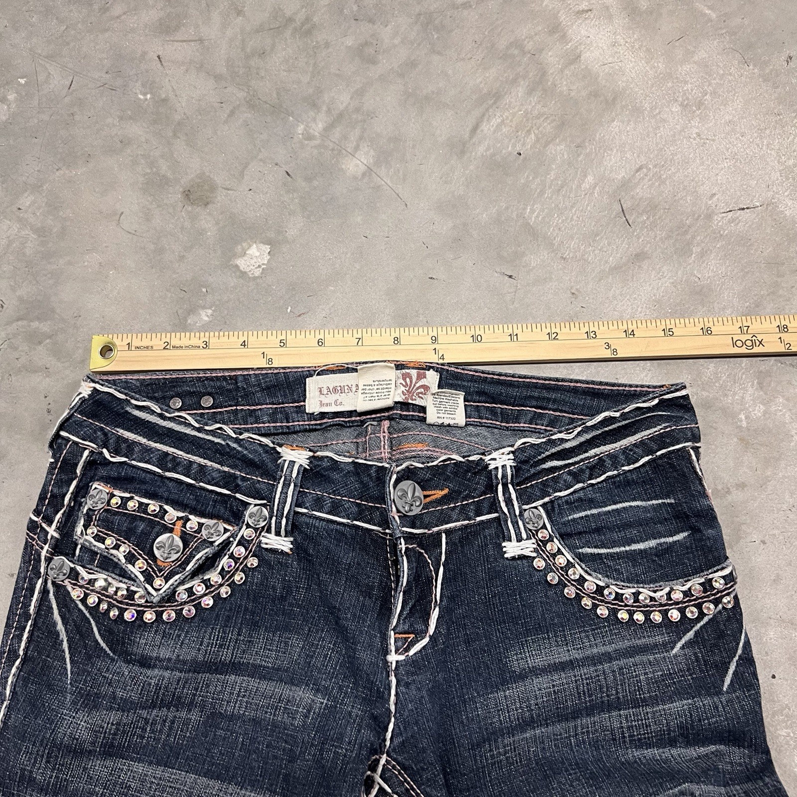 Laguna Beach Embellished Bling Straight Skinny Jeans Size 30×34