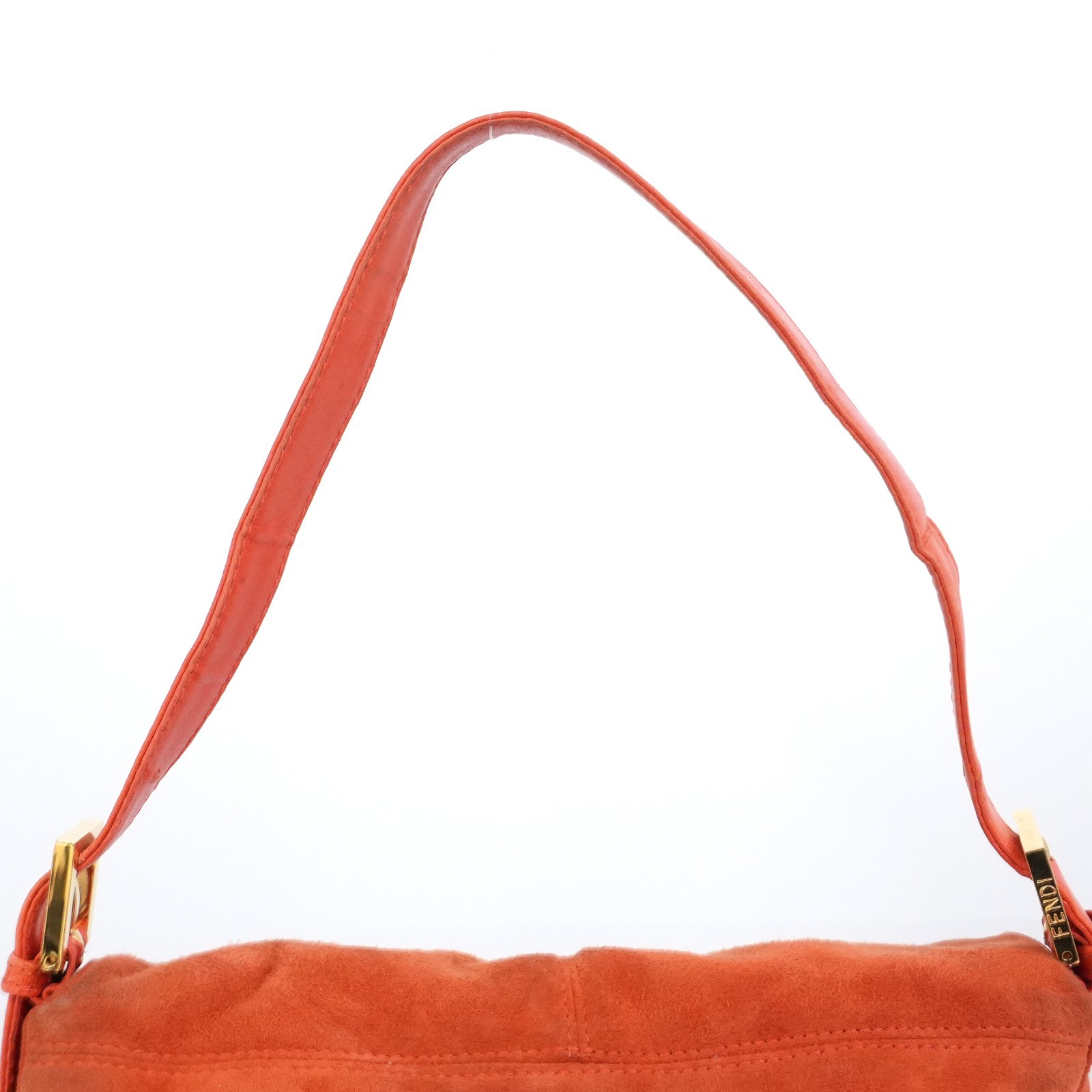 FENDI Gold FF Logo Mamma Baguette 26325 Shoulder Bag Orange Auth #58372A