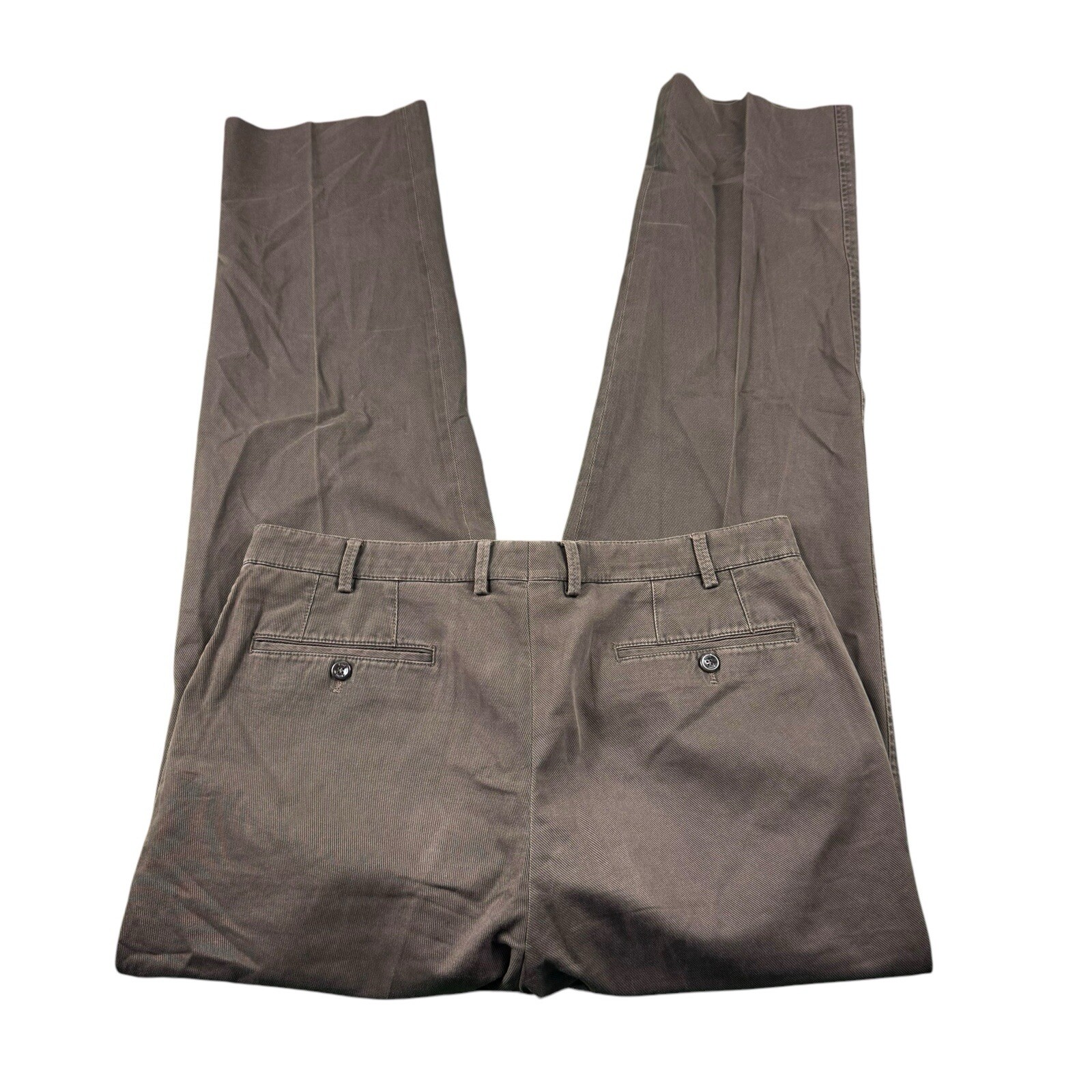 Hiltl Vintage Washed Brown Flat Front Men’s Cotton Blend Trouser Size 34×34