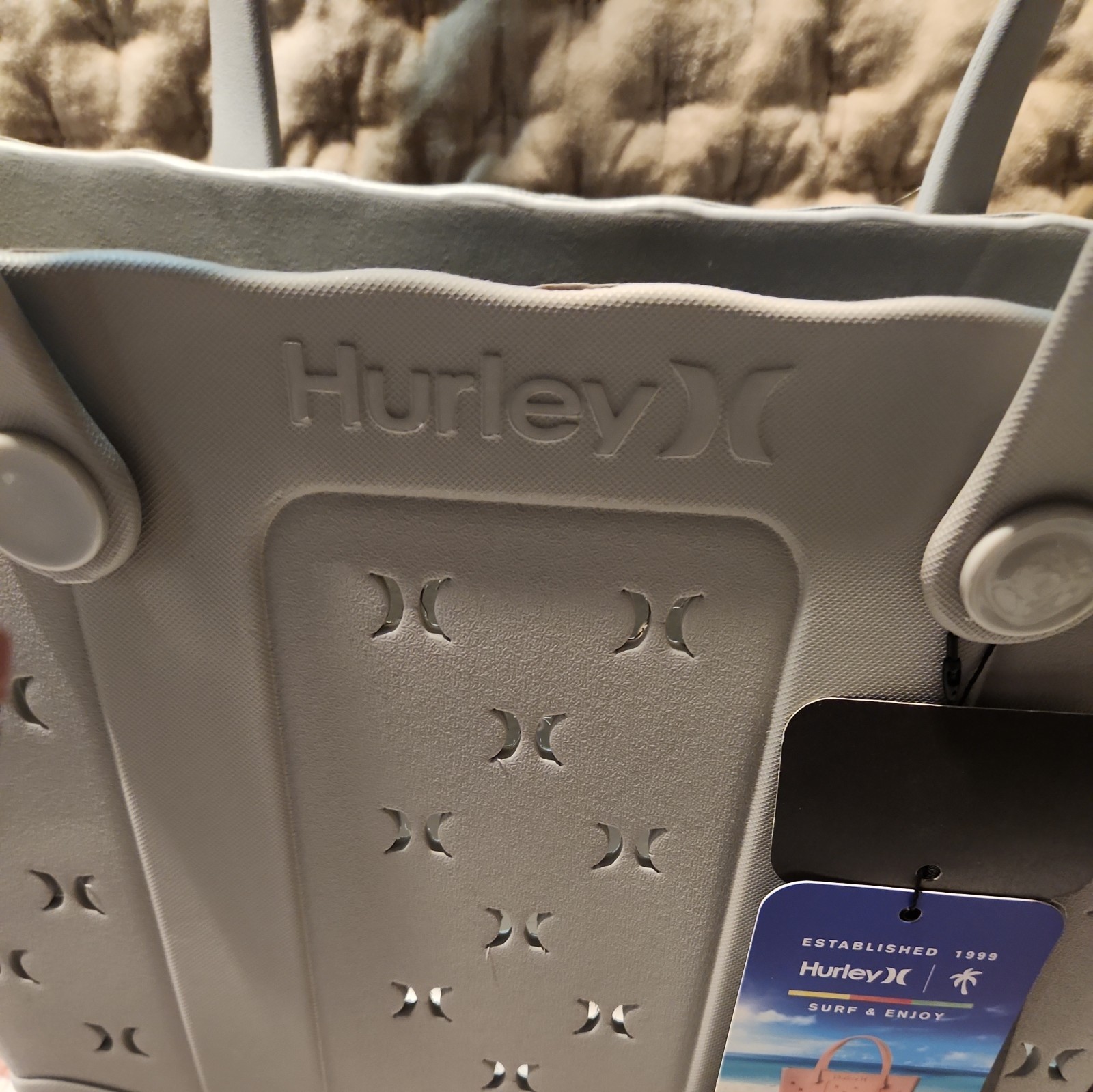 Hurley Waterproof Shoulder Beach Bag Tote Rubber Gray Silicone 16″ W x 8″ x 13 H
