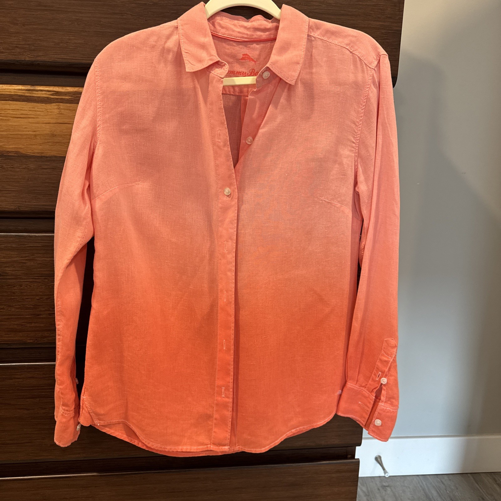 Tommy Bahama Dip Dye Linen Shirt orangey peach Women’s XS Lightweight Relaxed