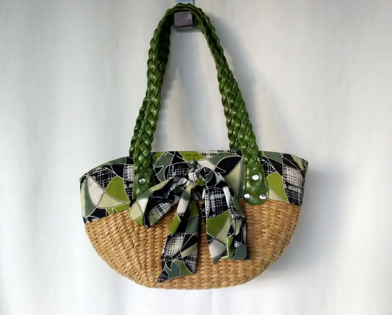 Women Straw Bag 7″ X 12″ Bow Casual Travel Beach Shoulder Bag Purse