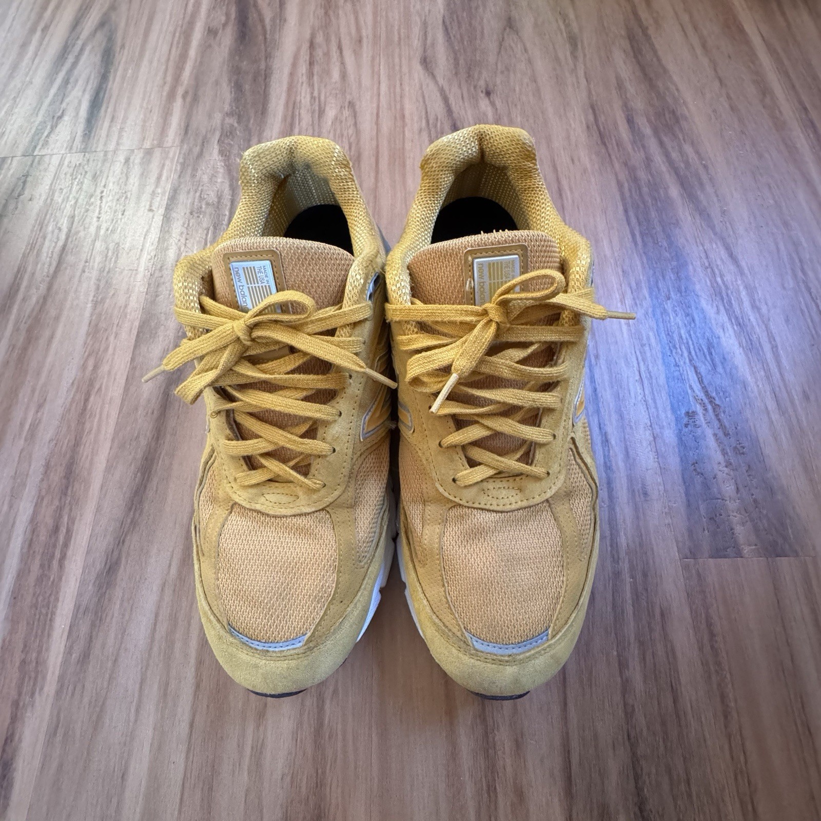 New Balance 990V4 Yellow Suede Mesh Low Top Men’s Athletic Sneaker Made in USA
