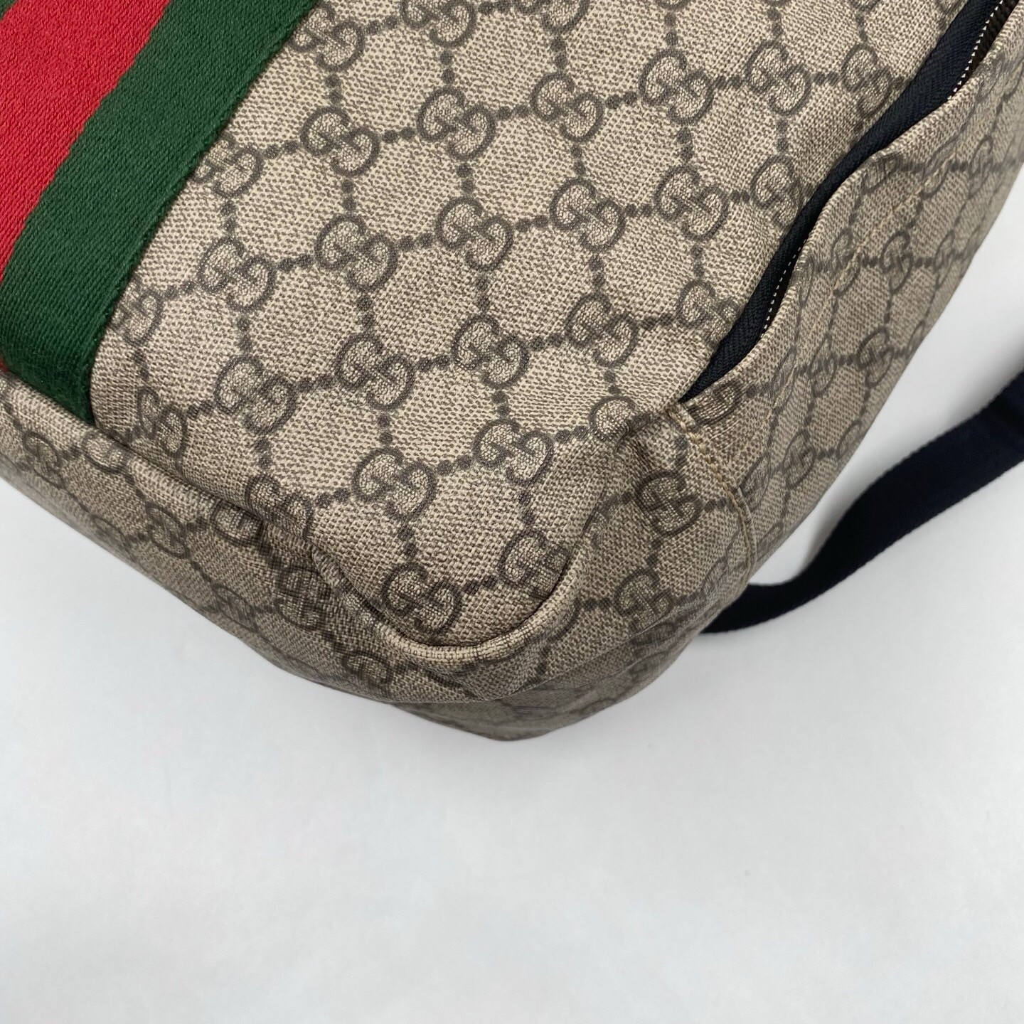 Gucci Sherry Ophidia GG Supreme Monogram Backpack Beige Canvas Web Black 051809