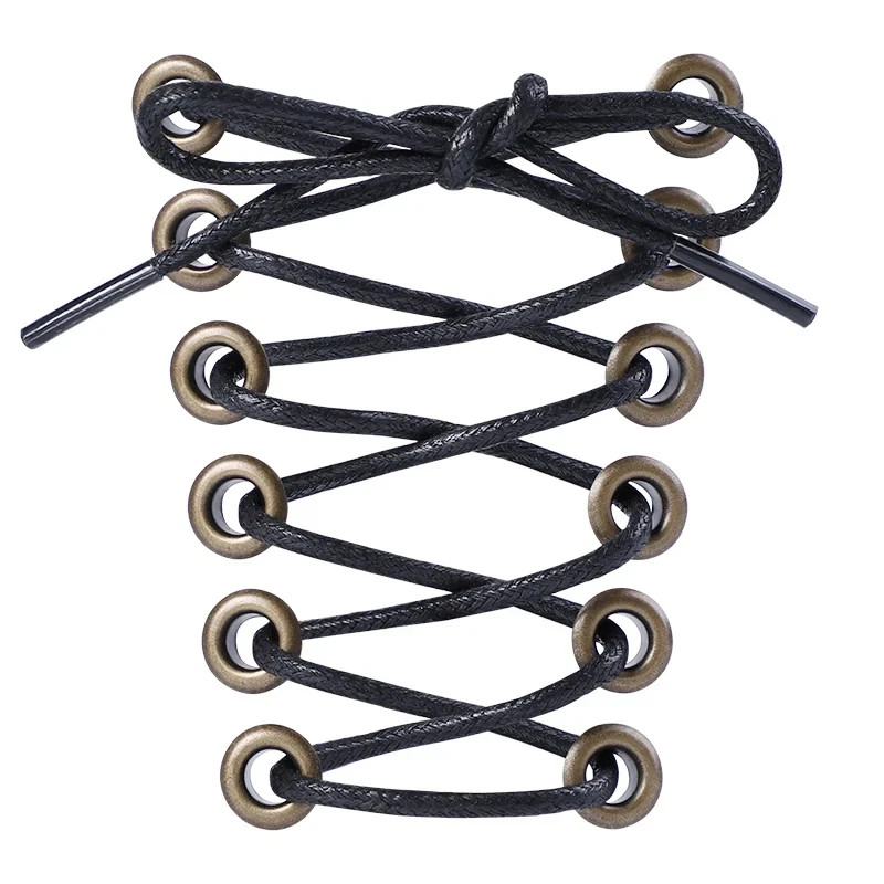 Cotton Waxed Shoe Laces round Leather Shoelaces for Oxford Boots Waterproof Shoe