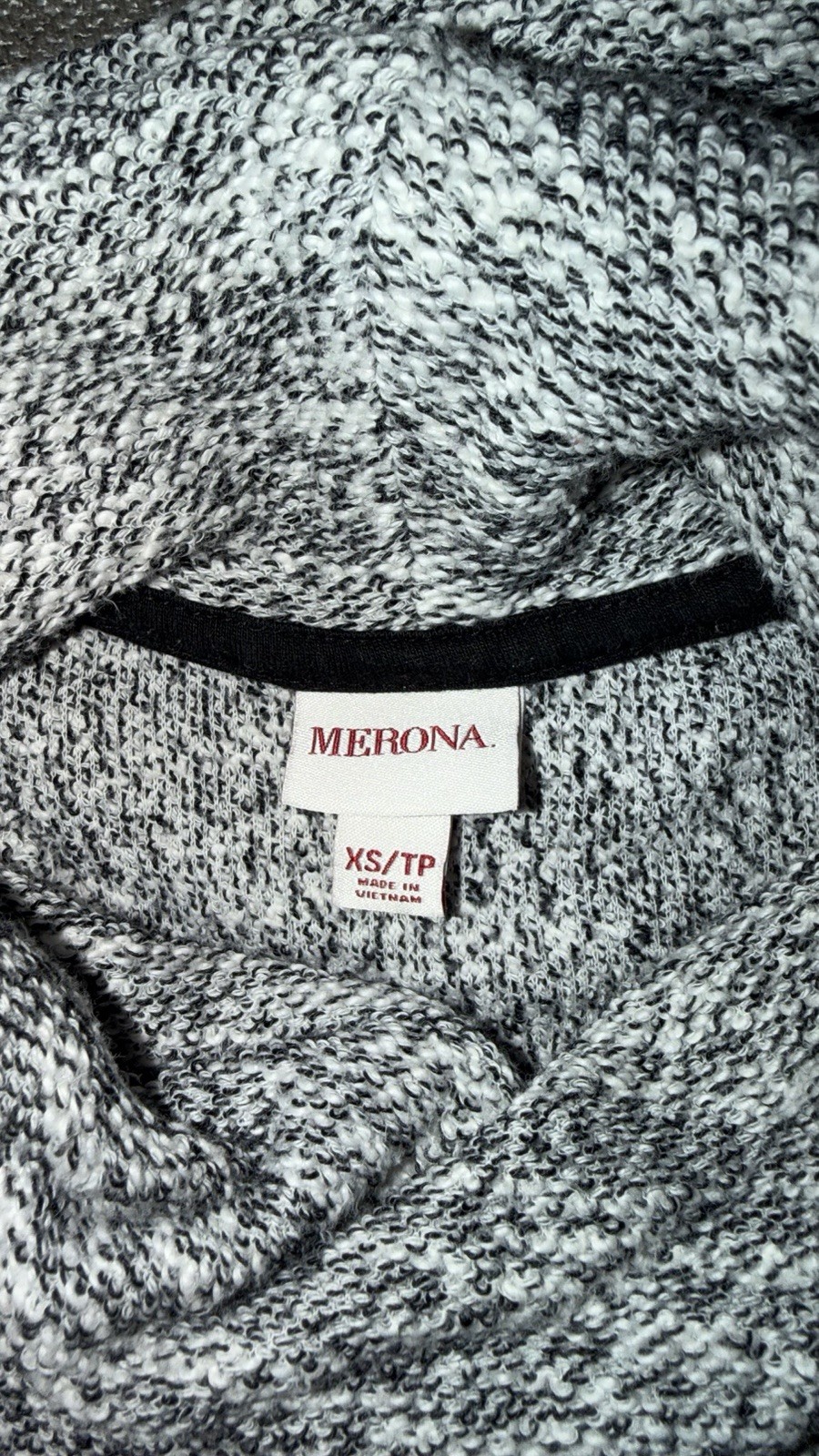 Merona Women’s XS Regular Gray/White Marled Cowl Neck Knit Pullover Sweater