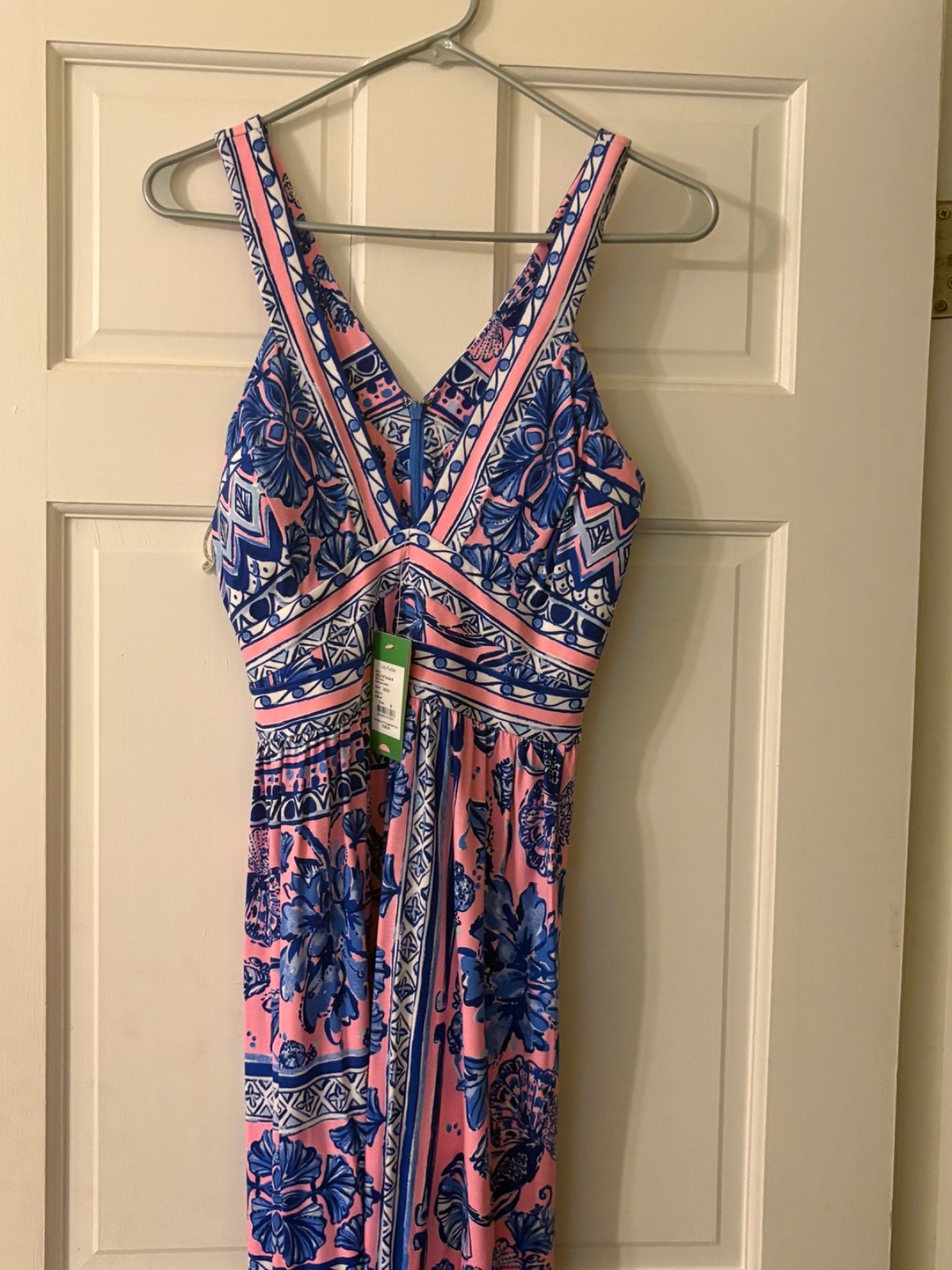 NWT Lilly Pulitzer Taryn Maxi Dress M Melon Fig Ginger Jar Pink Blue MSRP $198