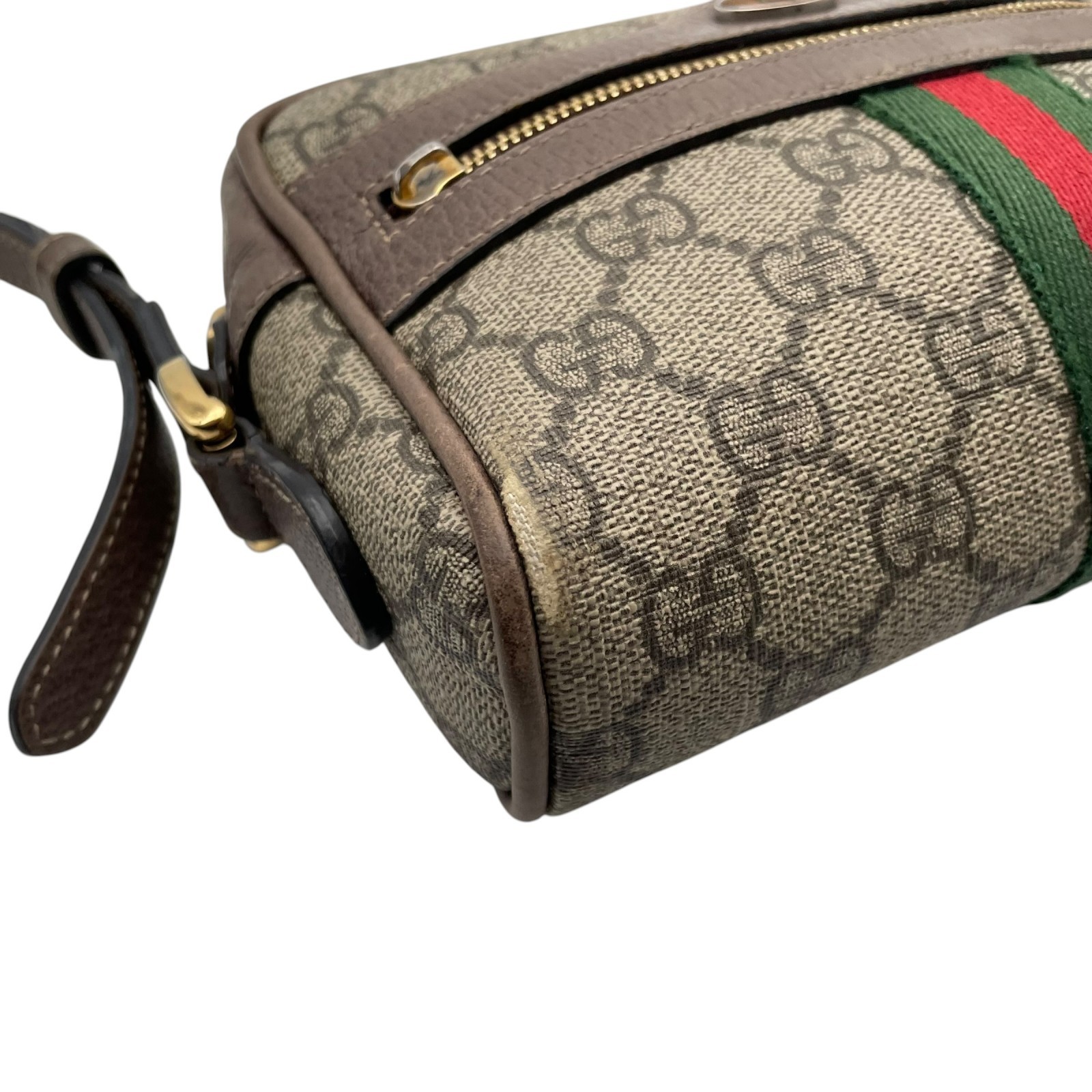 Authentic GUCCI Ophidia GG Supreme Shoulder Bag PVC Leather Beige Brown Web