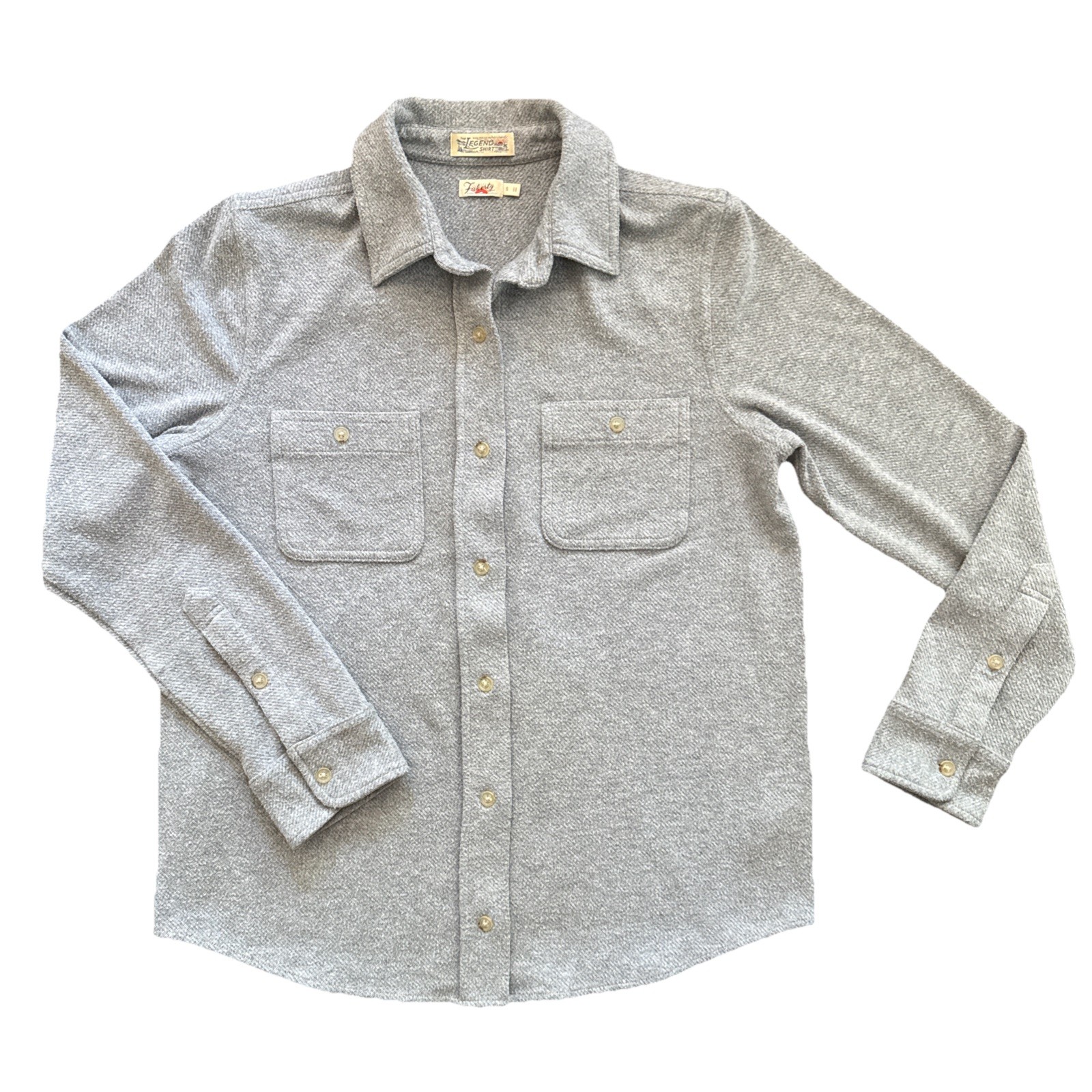 Faherty Legend Sweater Shirt Men Medium Gray Flannel Shacket Overshirt Stretch