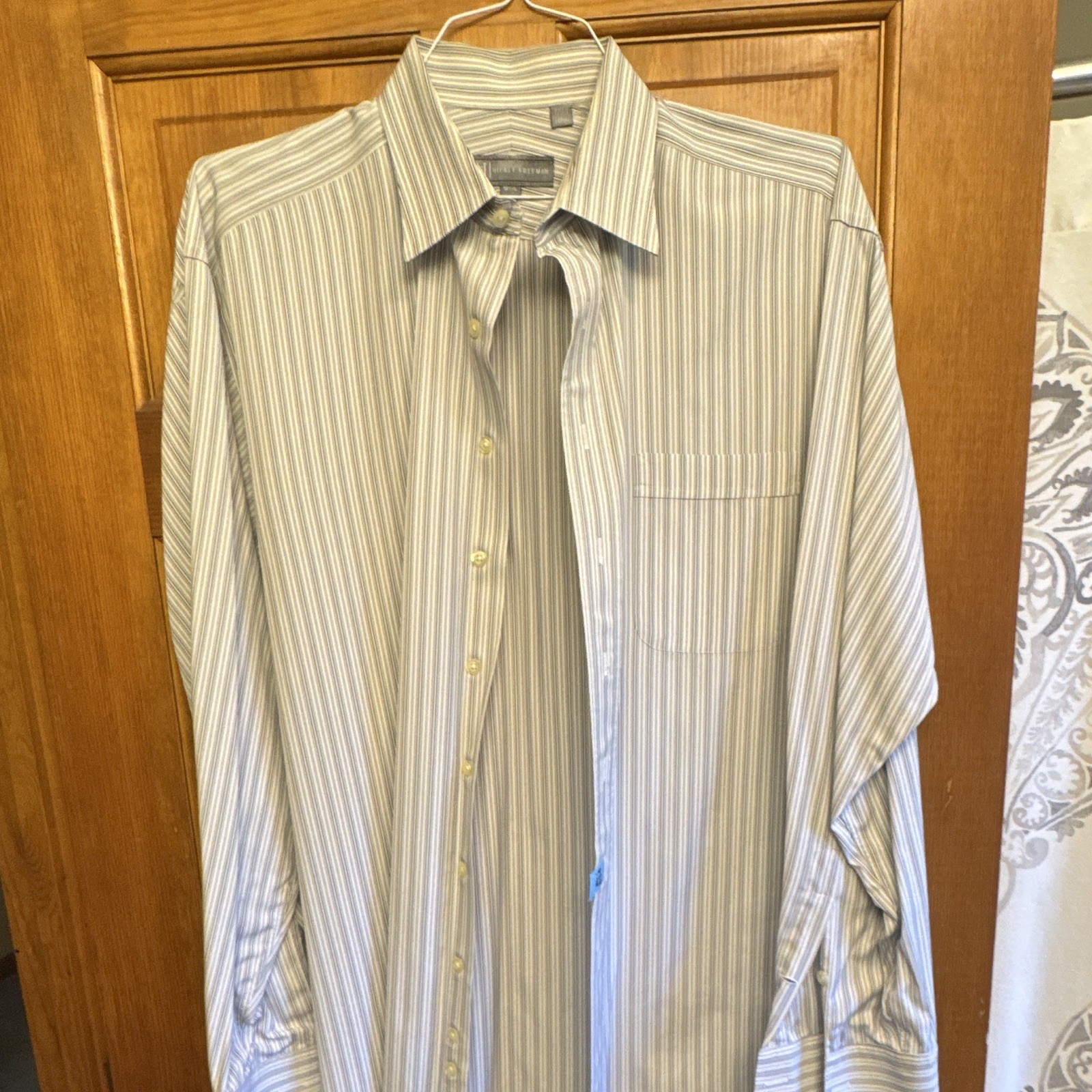Hickey Freeman Classic Fit Cotton Stripe Dress Shirt 15.5 34/35