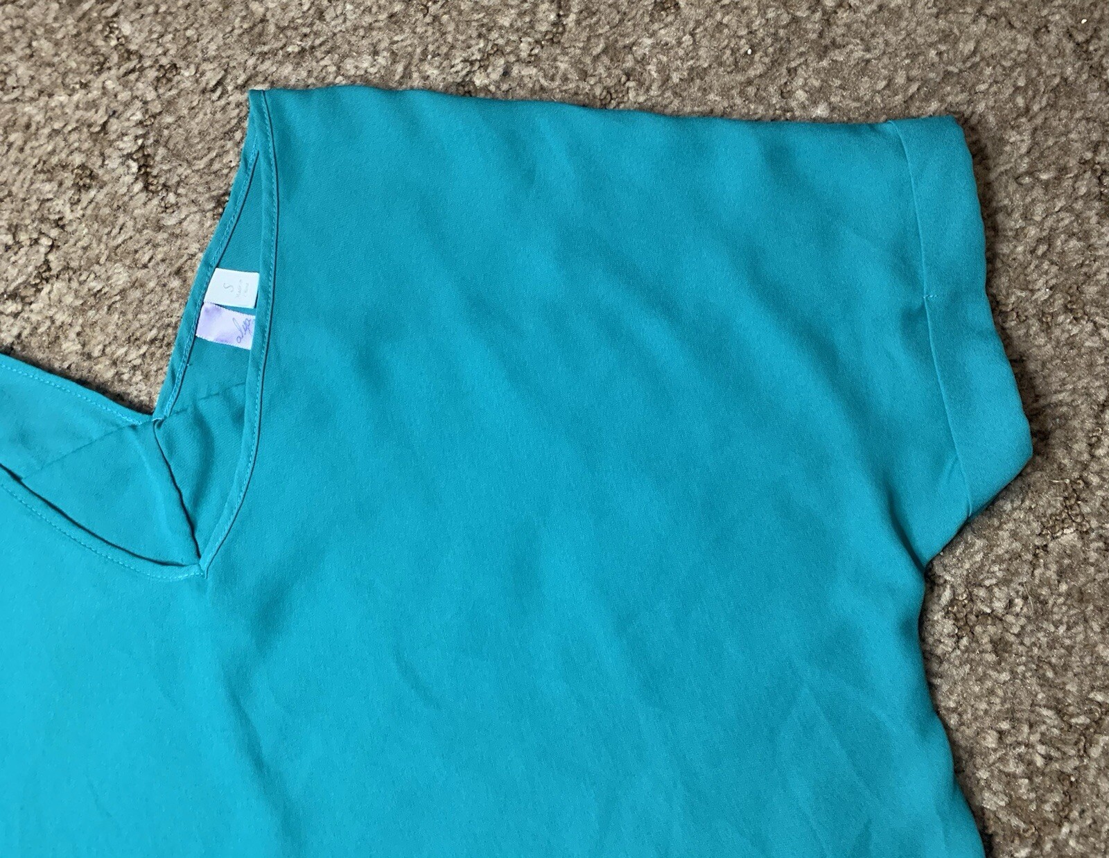 Alya Blouse Womens Small Blue Green Teal Short Sleeve Top Casual