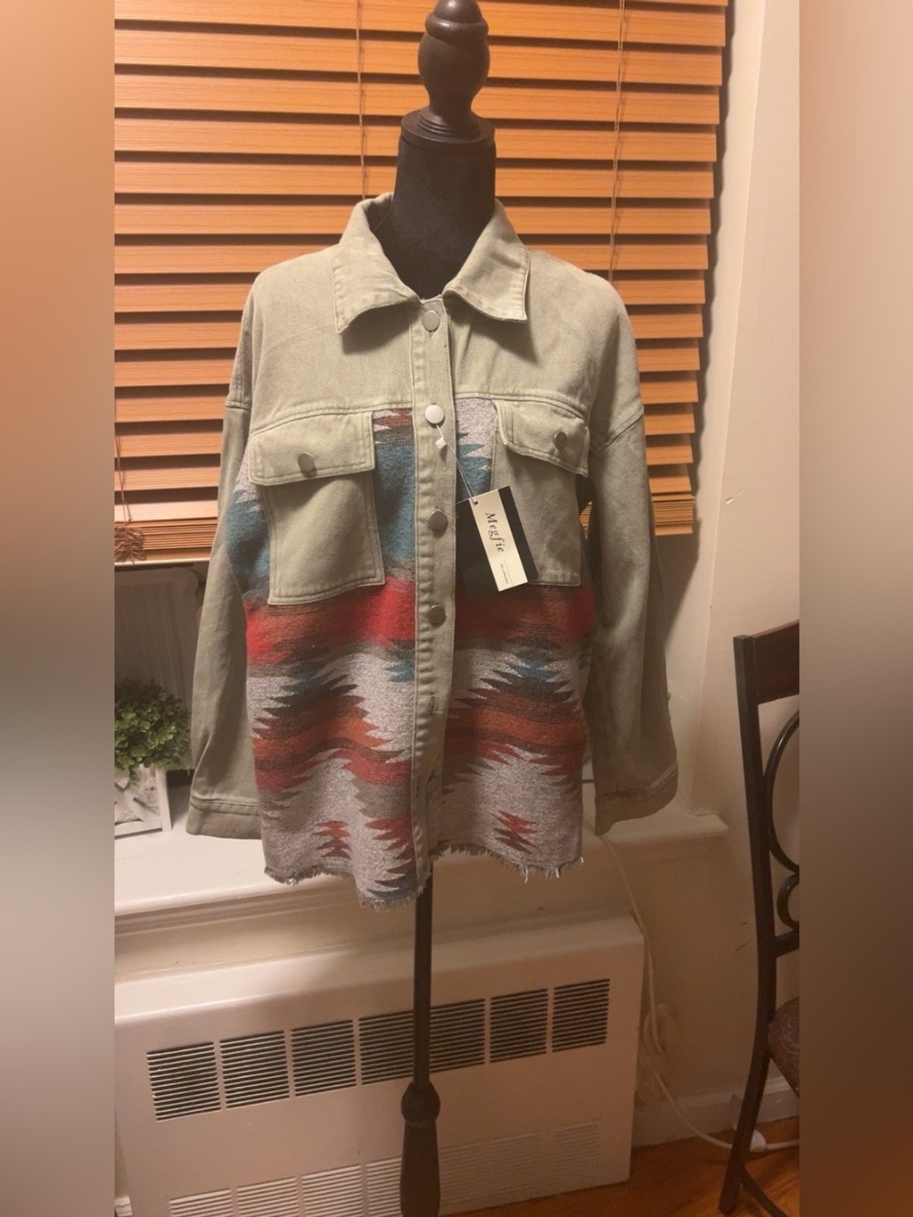 Green Southwestern Patchwork Utility Jacket size S