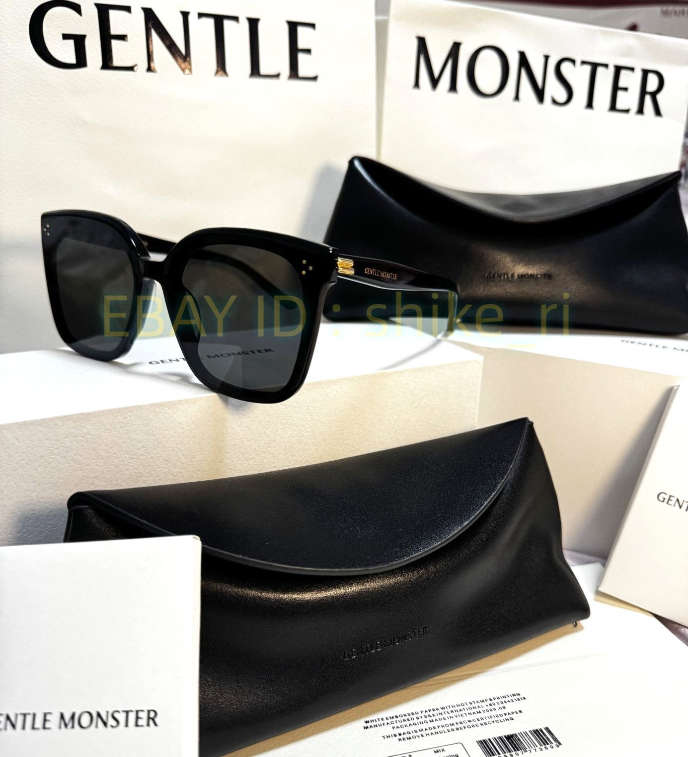 GentleMonster New Her 01 Unisex Sunglasses Oversized Black Frame Black Lenses