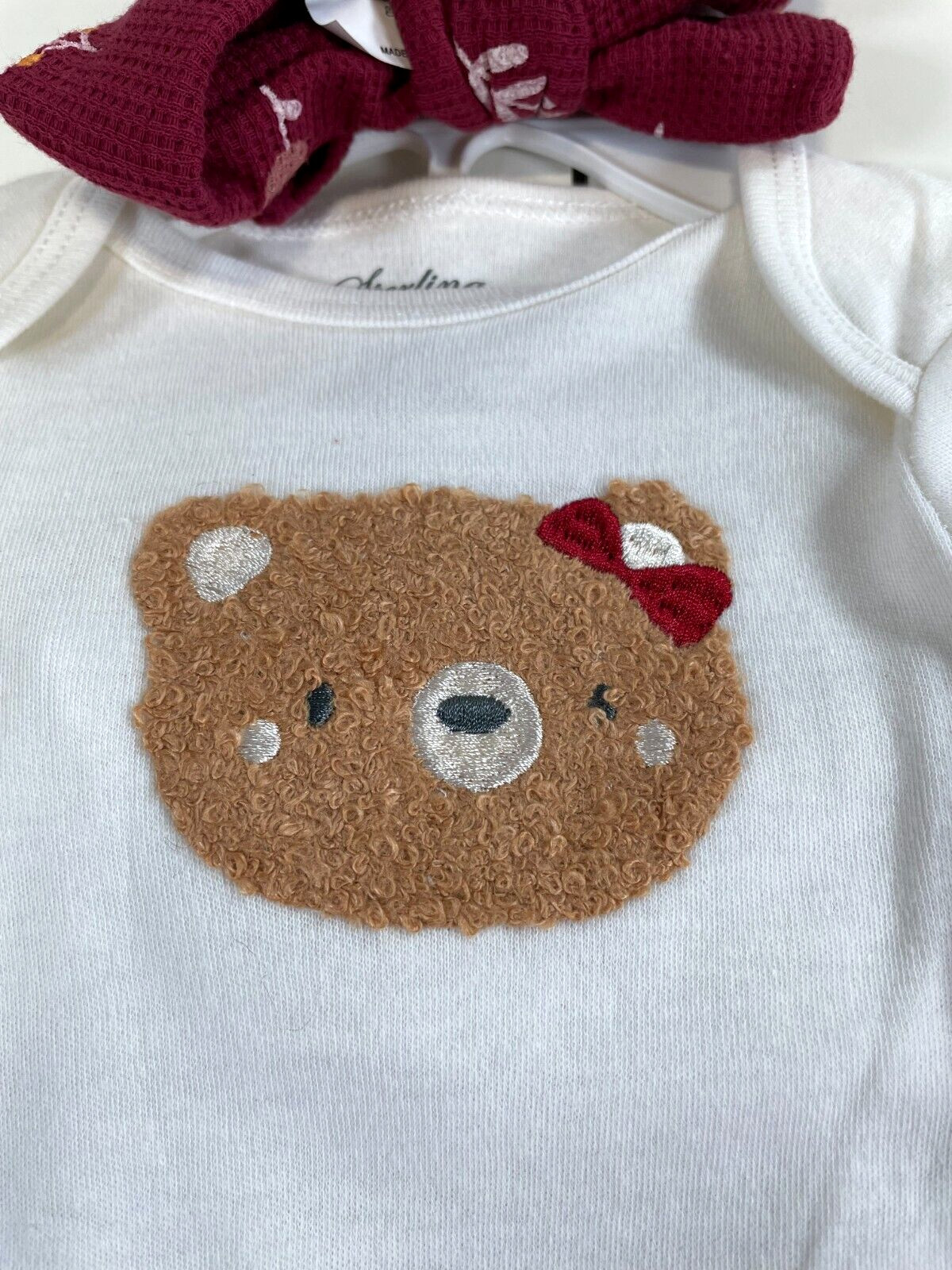 NWT Sterling Baby 3 Piece Set Long Sleeve Body Suit Pants Headband Bear 9 Months