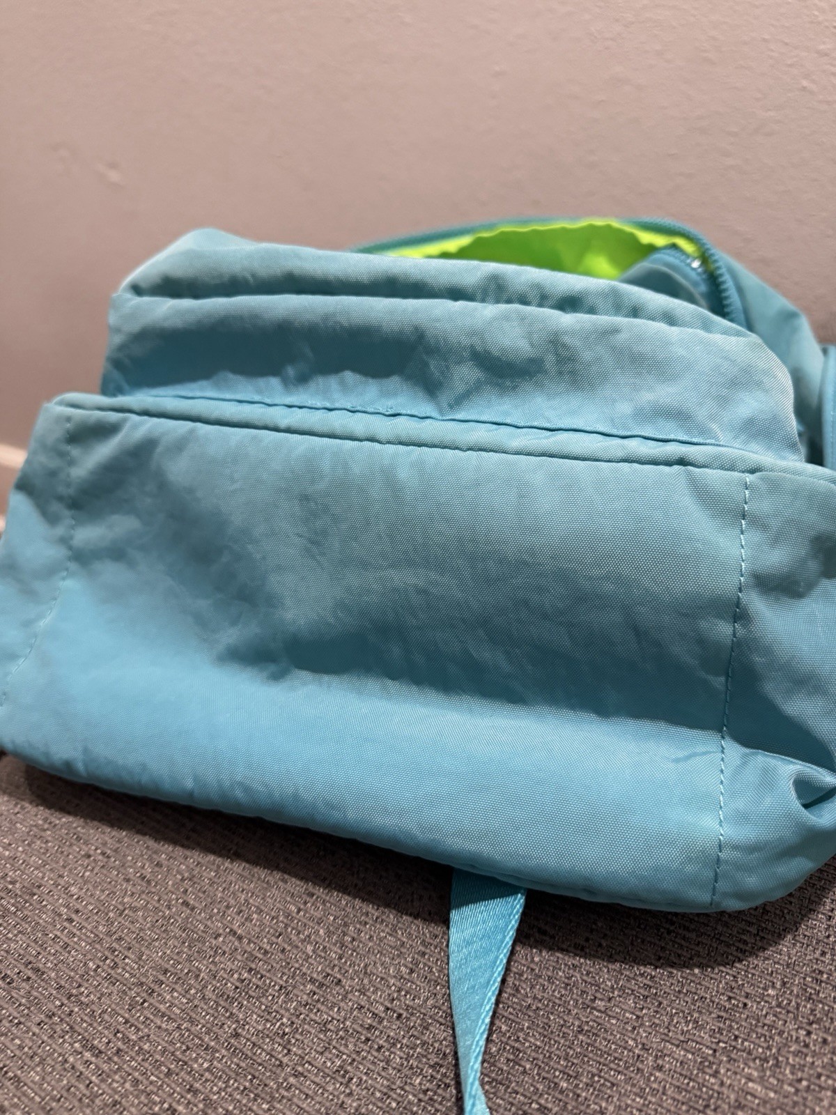 Kipling Backpack Seole Extra Large Teal Blue W/ Lime Green Lining Monkey Charm
