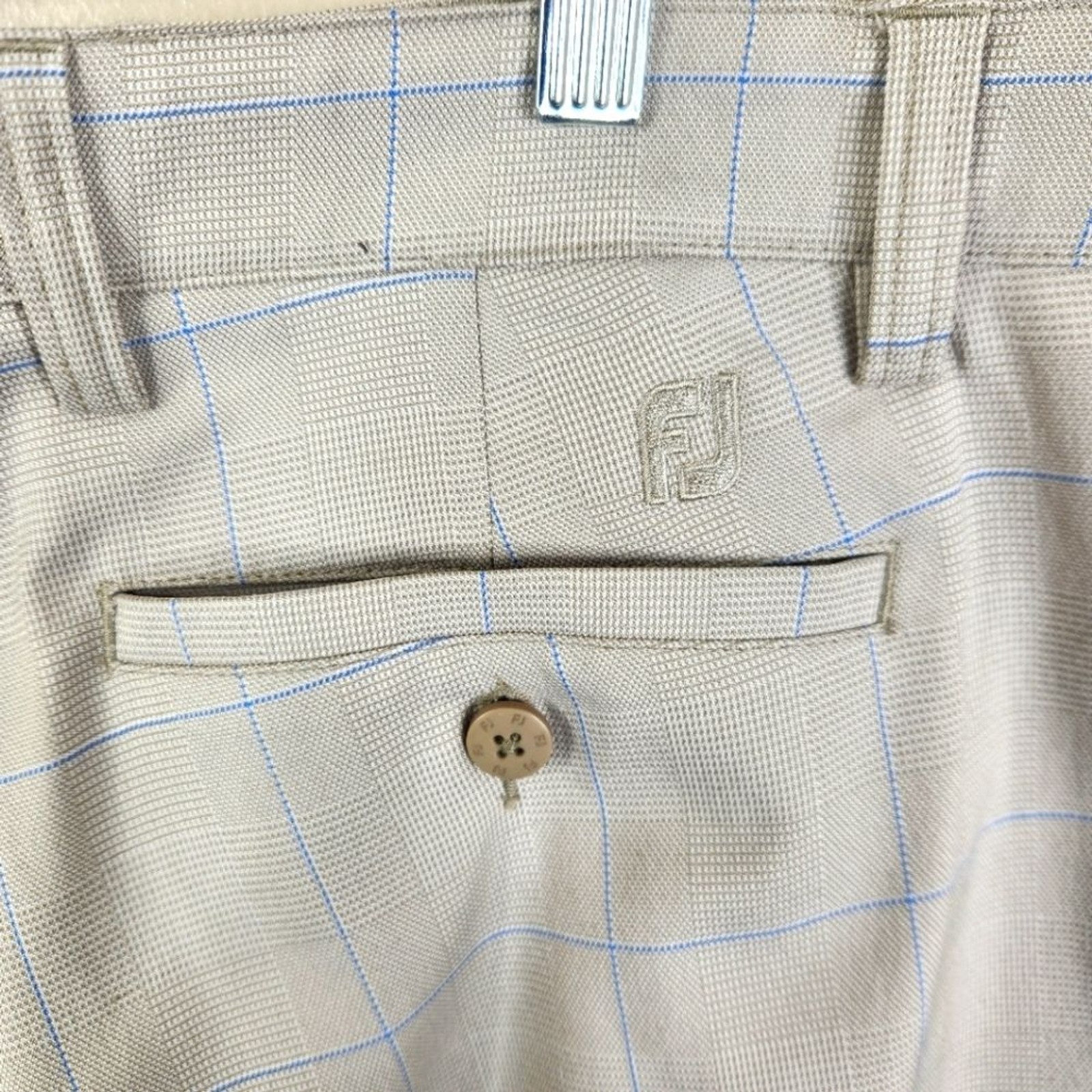 FootJoy Polyester Spandex Blend Windowpane Print Pants 38×32