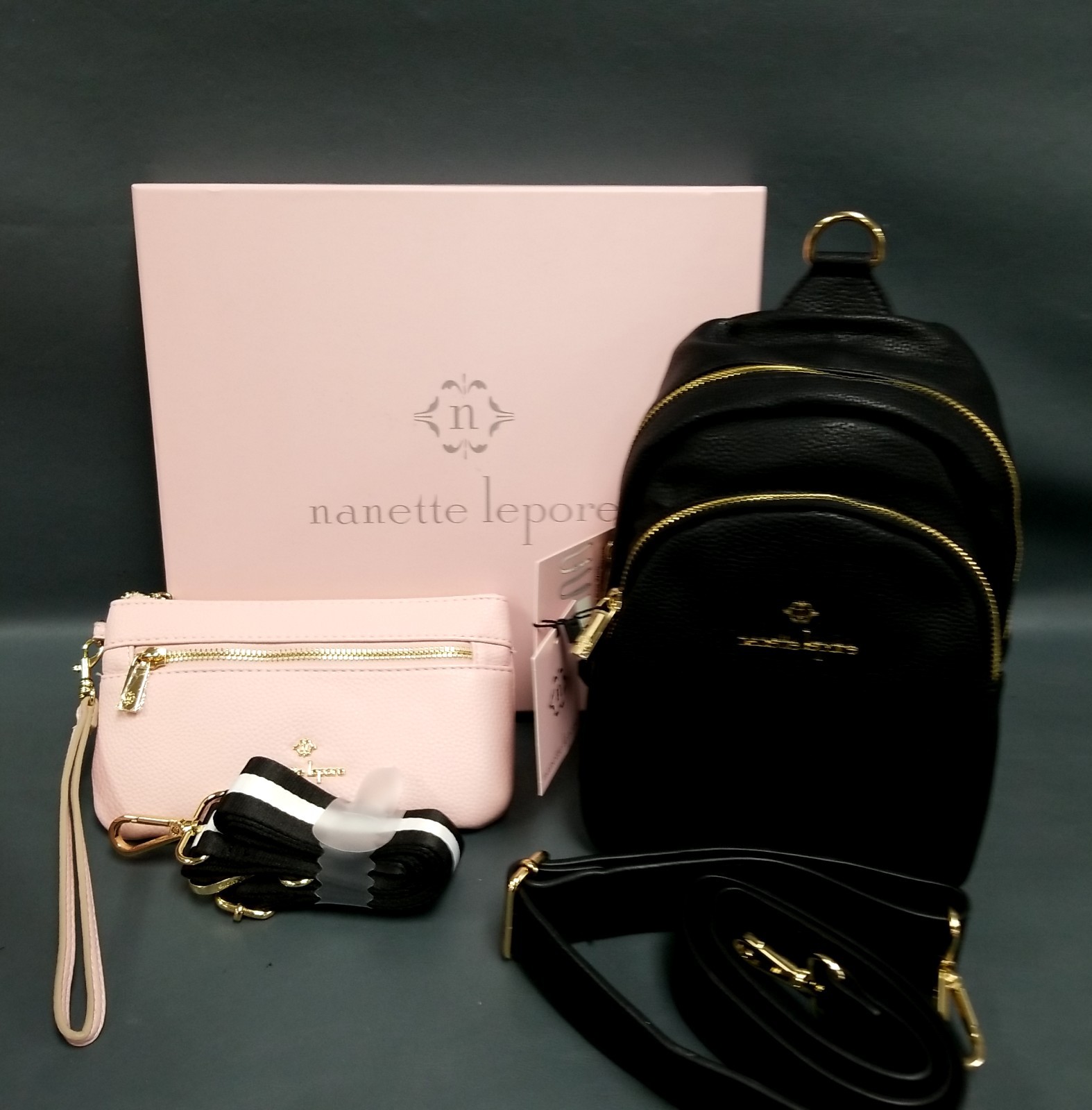 NEW WITH TAGS Nanette Lepore 4 In 1 Sling Backpack & Wristlet Gift Set