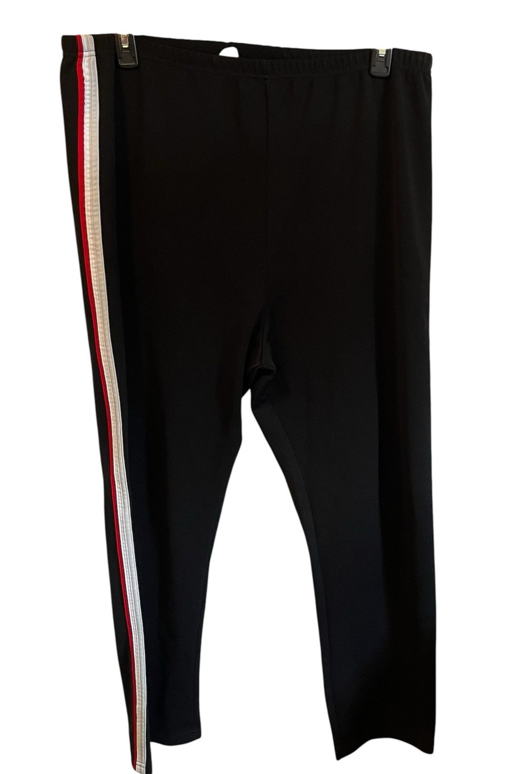 Womens Plus 3X DW Sport Joggers Pants Black w Red White Stripes Activewear