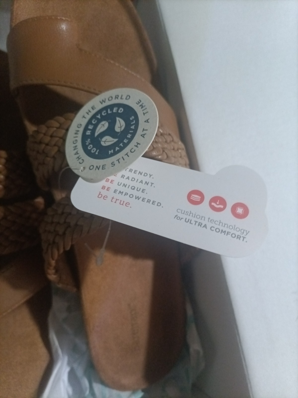 Baretraps Women’s Caramel Leather Slide Wedge Sandals Braided Comfort 9M NIB