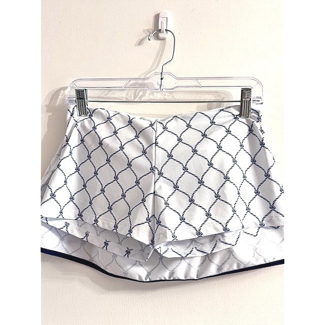 Ana Clare Active Womens XS Skort White Navy Rope Print Nautical Vacation Golf