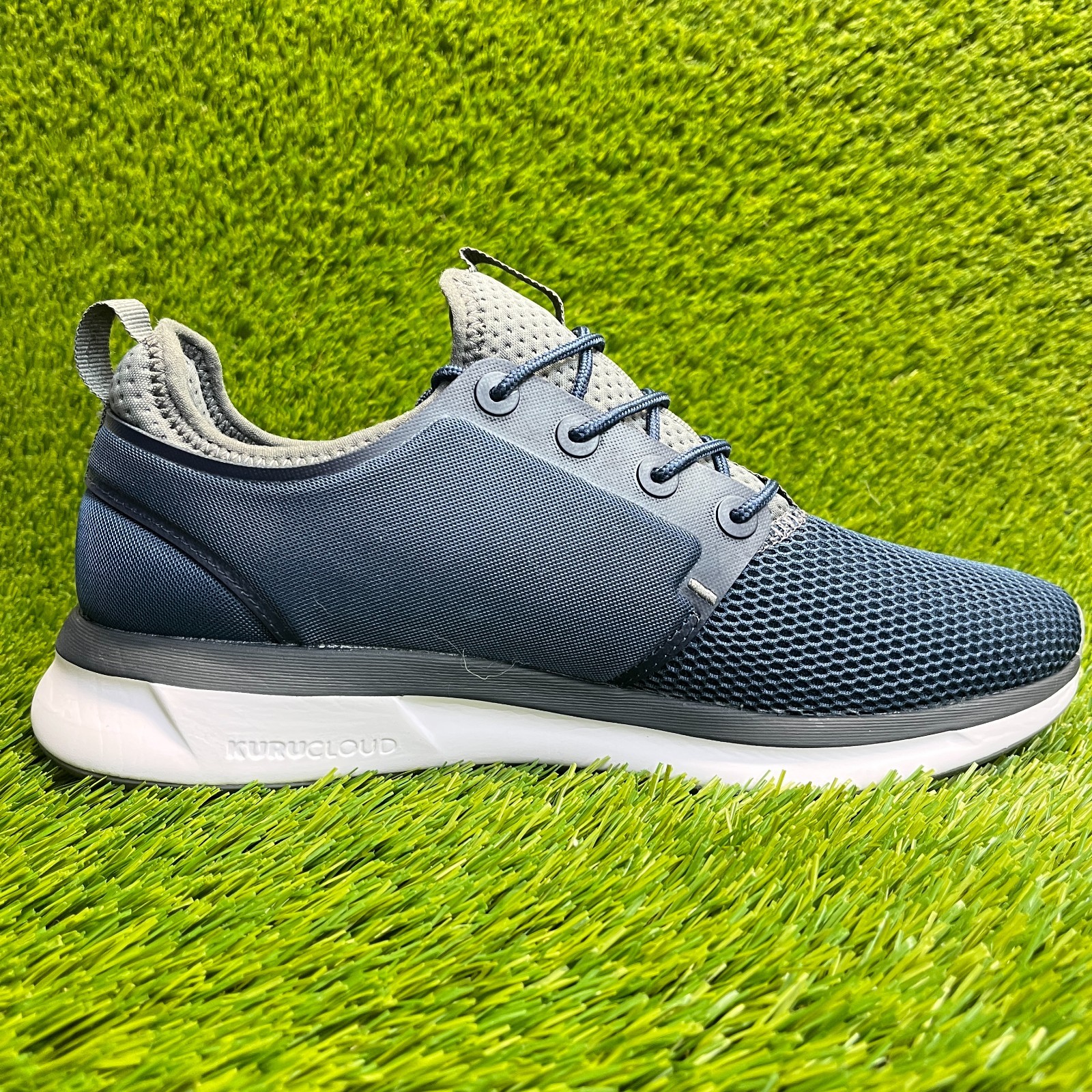Kuru Atom Mens Size 9 Blue Gray White Athletic Running Walking Shoes Sneakers