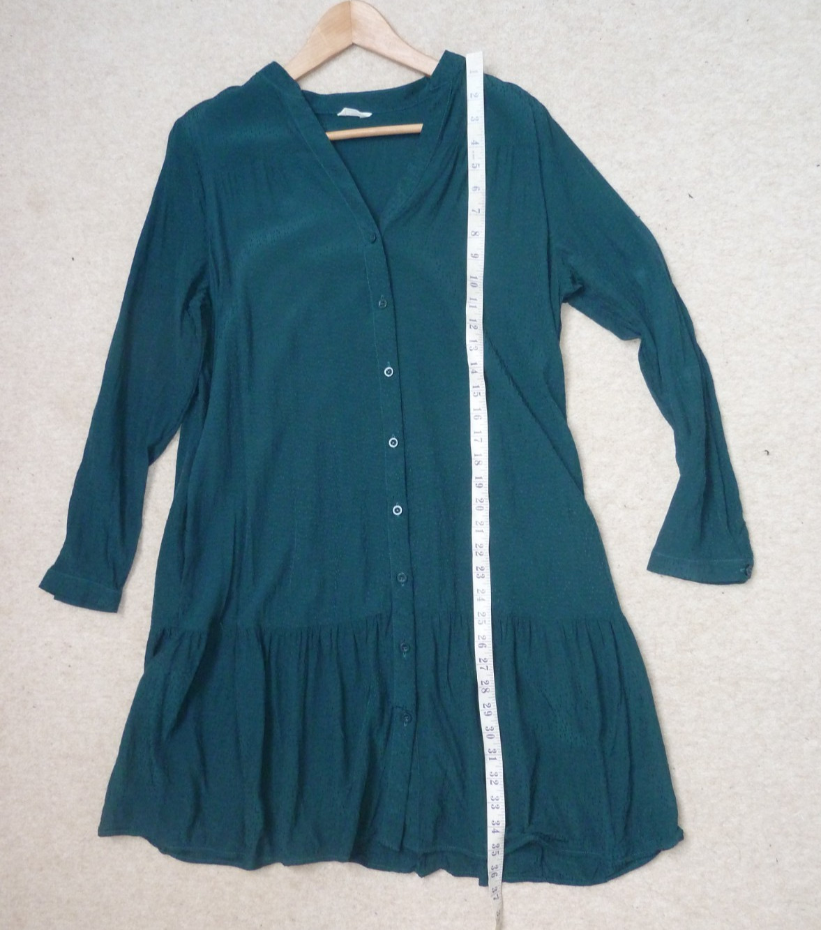HUSH teal blue green spots smock shirt dress with pockets Size 14
