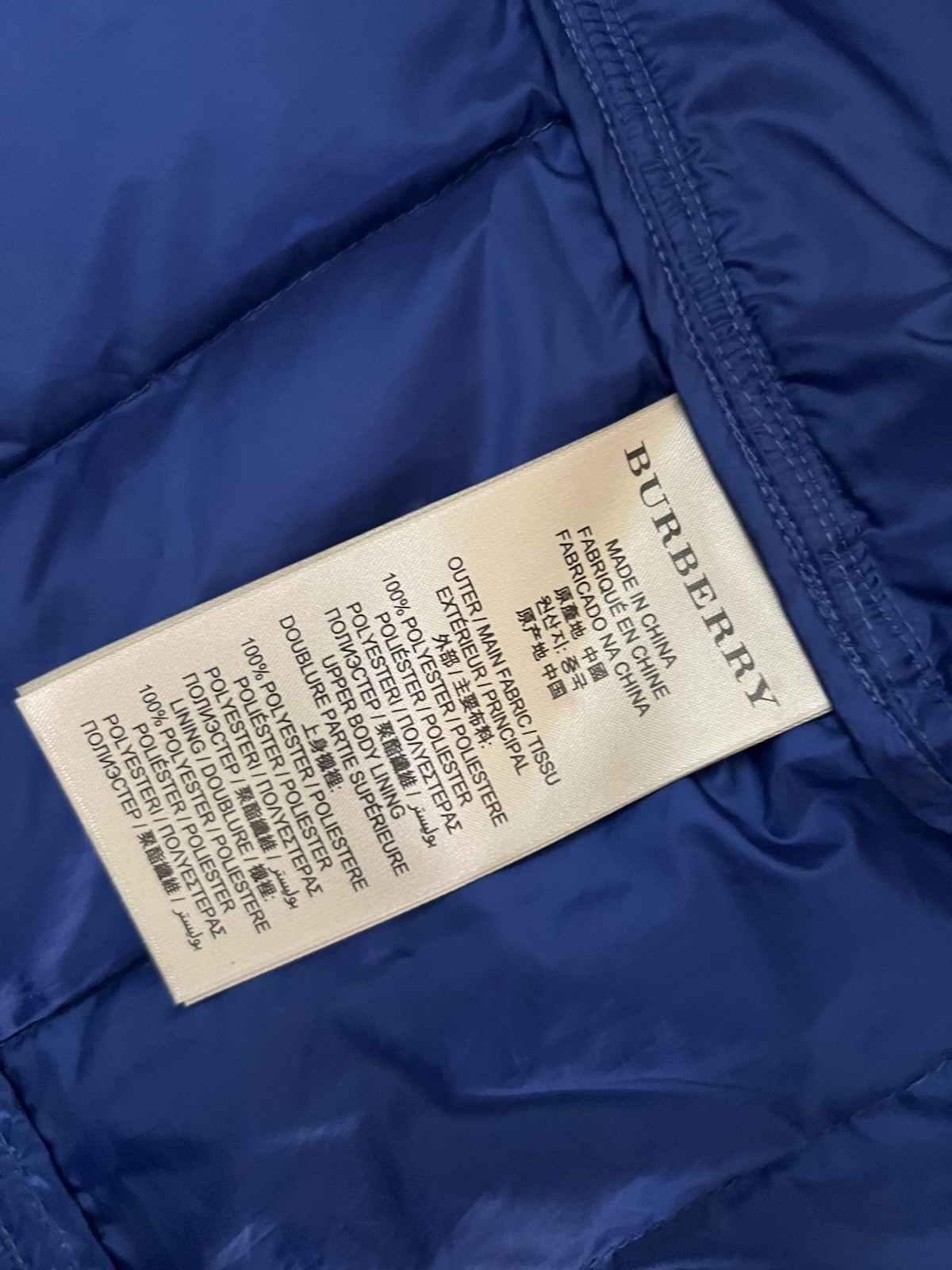 Burberry Brit Women’s Blue puffer down jacket size Large