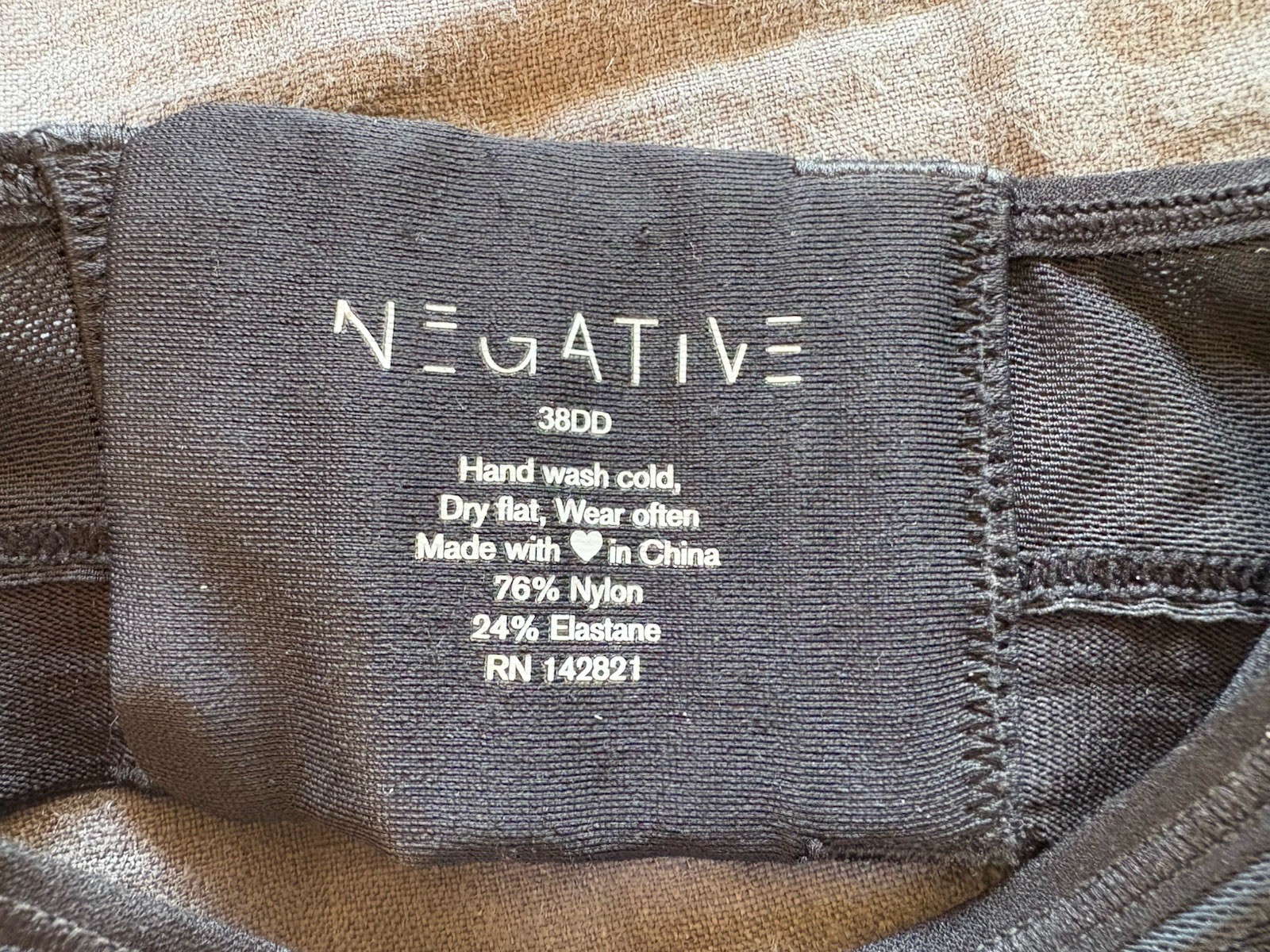 Negative Black Nylon Elastane Sheer Bra 38 DD