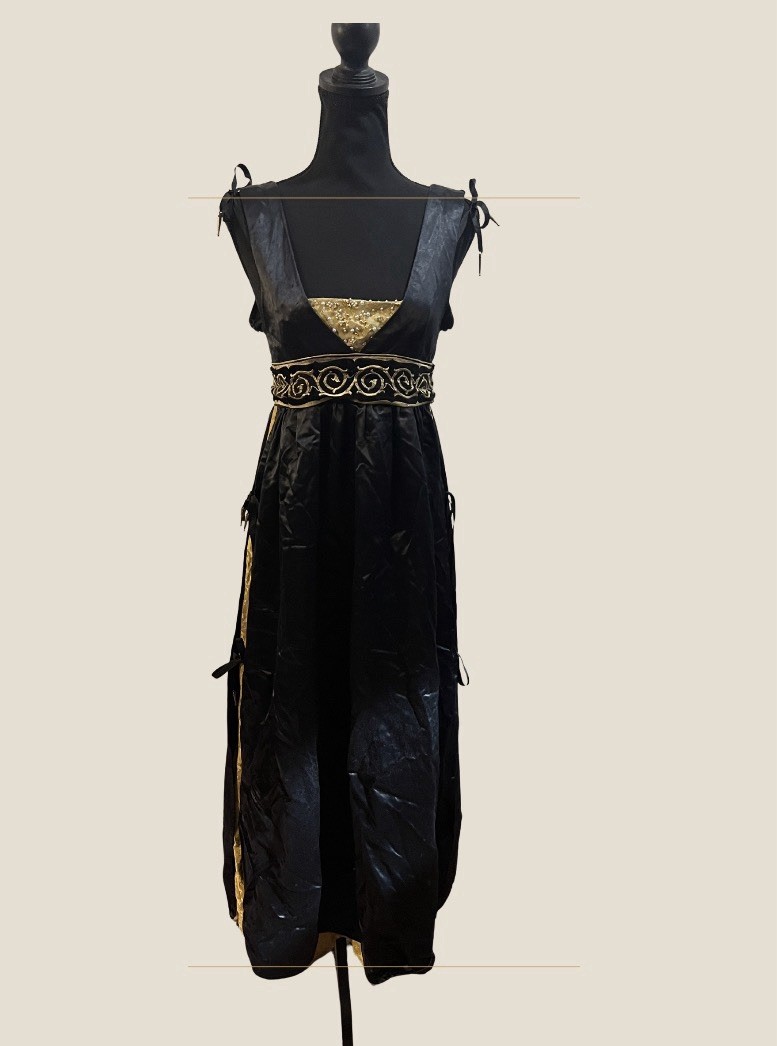 Medium Blue/Gold Satin Gothic Dress Medieval Renaissance Homemade Quality