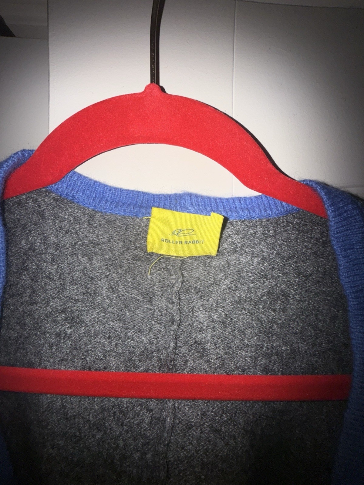 Roller Rabbit Gray/Blue Solid Knit Open Front Cardigan Sweater Juniors M