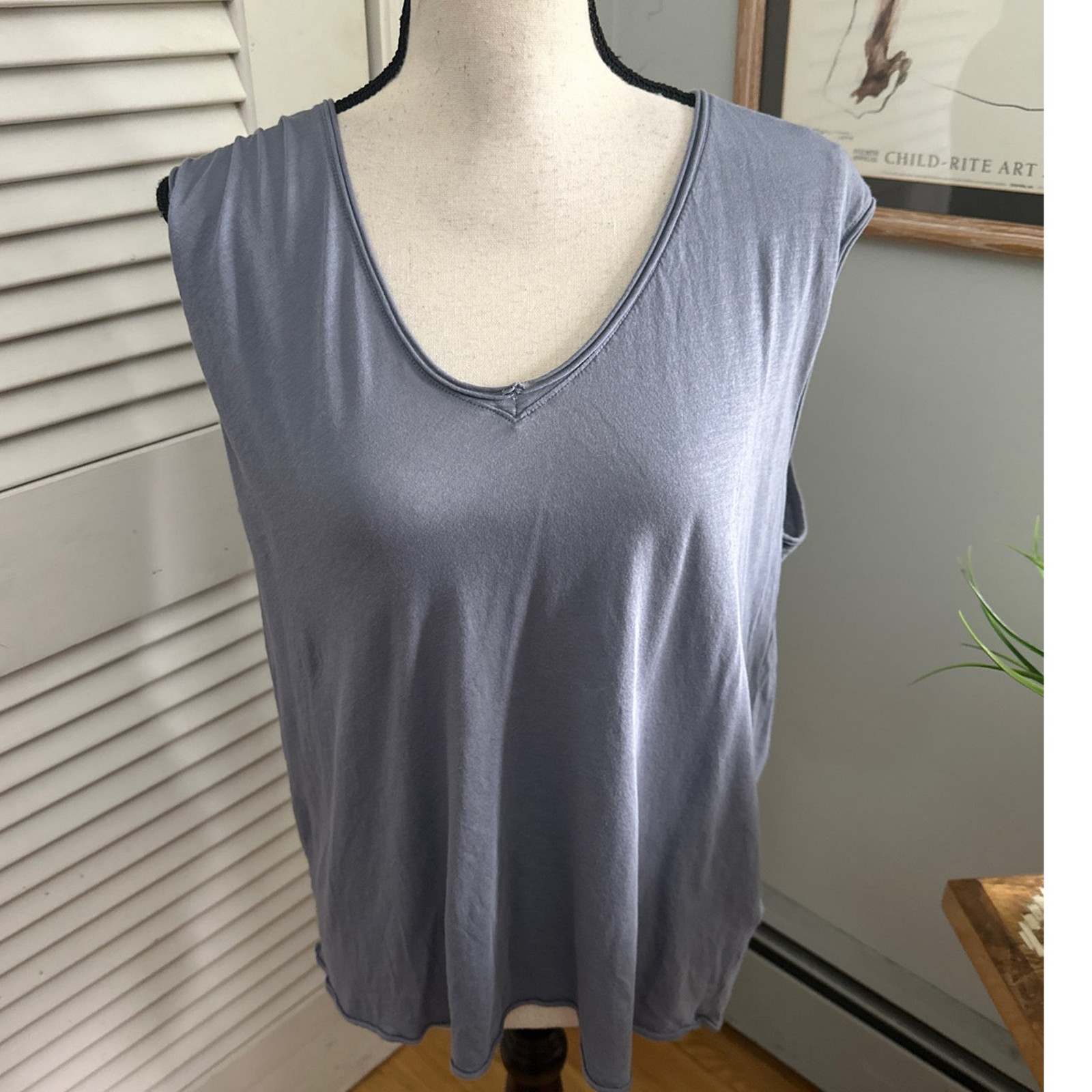 Rag + Bone Top Womens Small Gray Tank 100% Pima Cotton Relaxed Minimalist