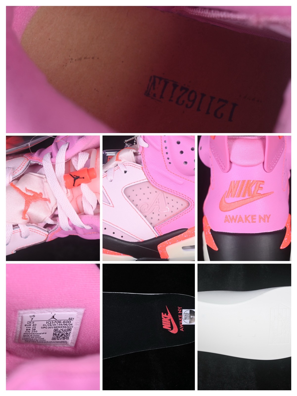 IQ5706-600 New Awake NY AJ 6 Retro High Playful Pink Men’s Size 4-13
