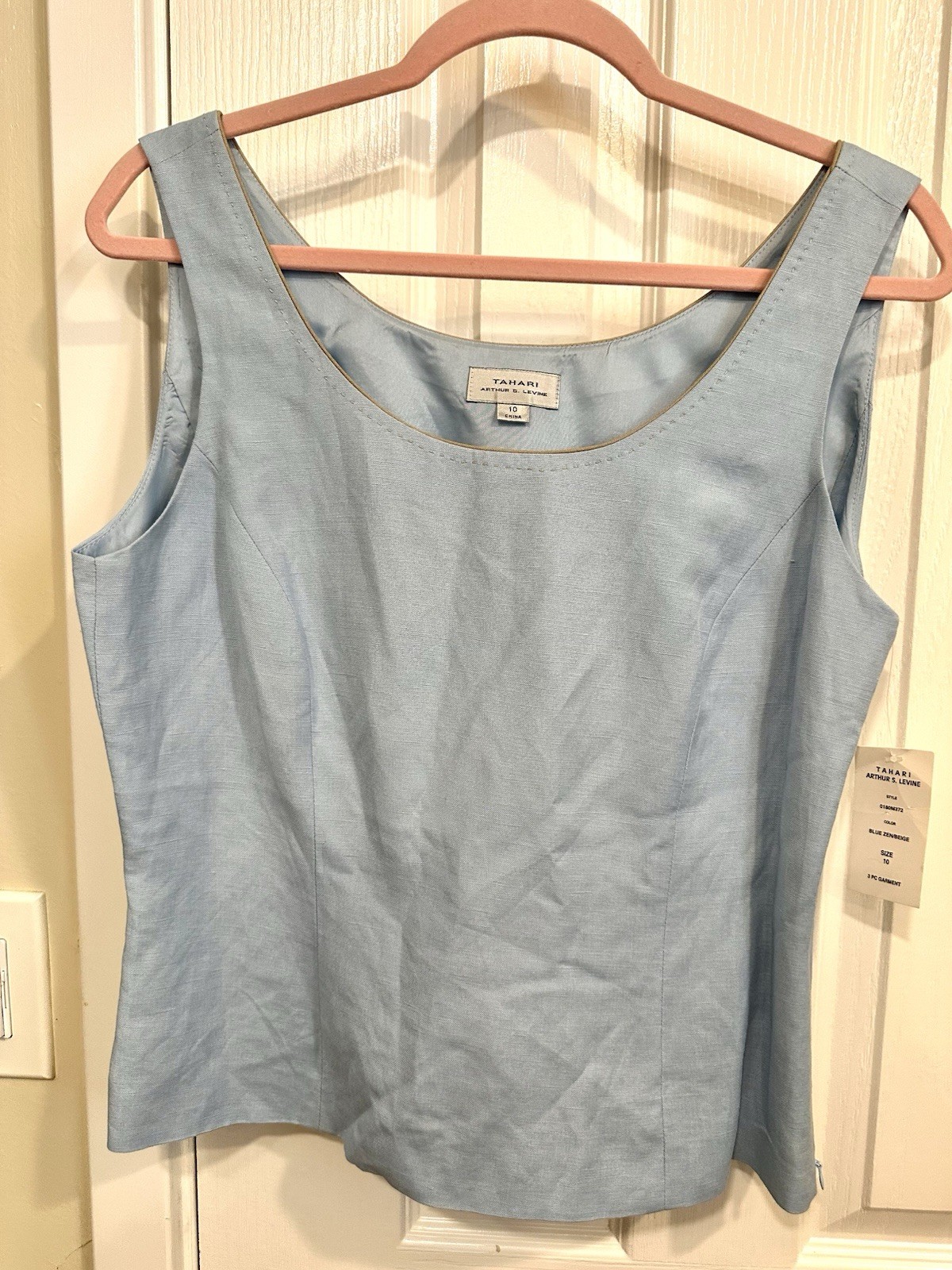 Tahari Arthur S. Levine Linen Blend Sleeveless Shell Top NWT Women’s 10