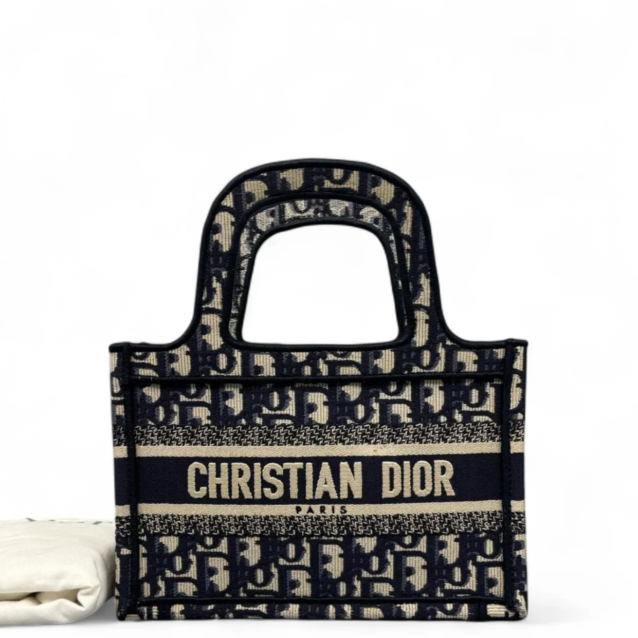 Dior Mini Book Tote Navy Beige Oblique (mx060326b0r)