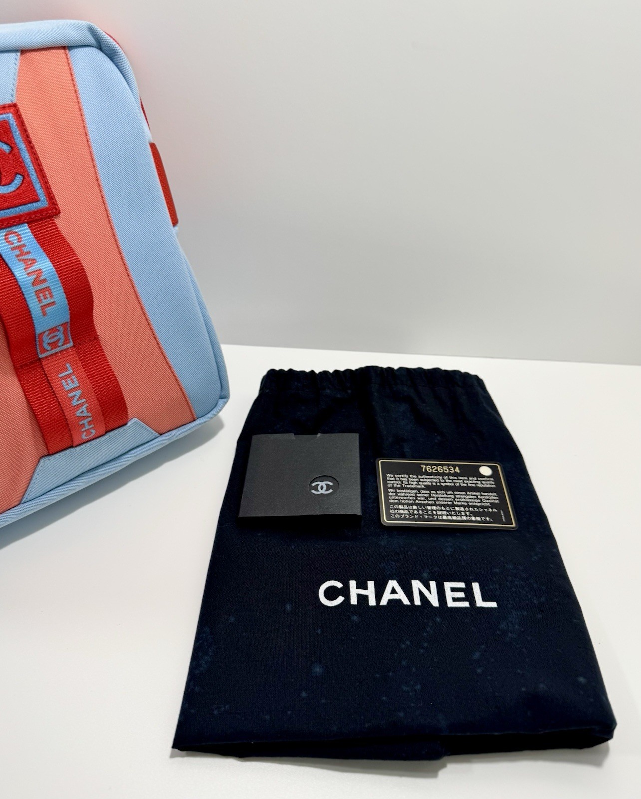Chanel Sport Line Red Blue Medium Crossbody Vintage Unisex Canvas Nylon CC Logo