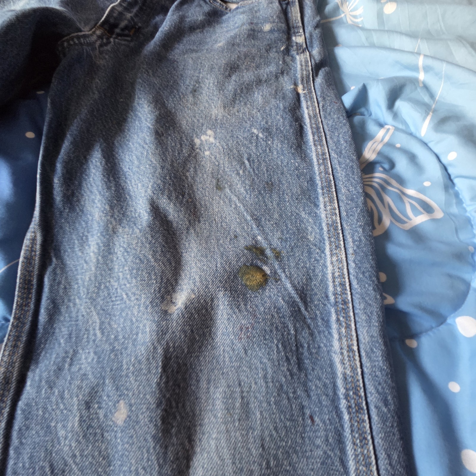 Carhartt Paint Splatter Work Jeans Mens Blue Denim Distressed Painter