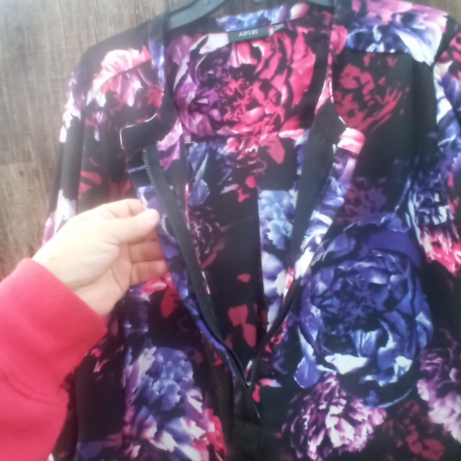 Apt 9 Floral Print Blouse 2X Semi Sheer Roll Tab Sleeves Pullon Half Zip Front