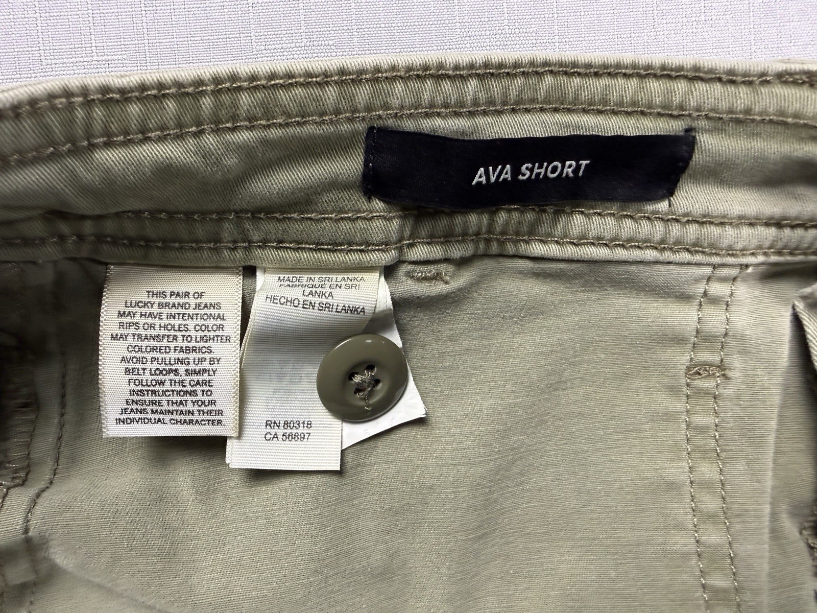 Lucky Brand Ava Short Shorts Womens 8/29 Green Twill Utility Pockets Summer