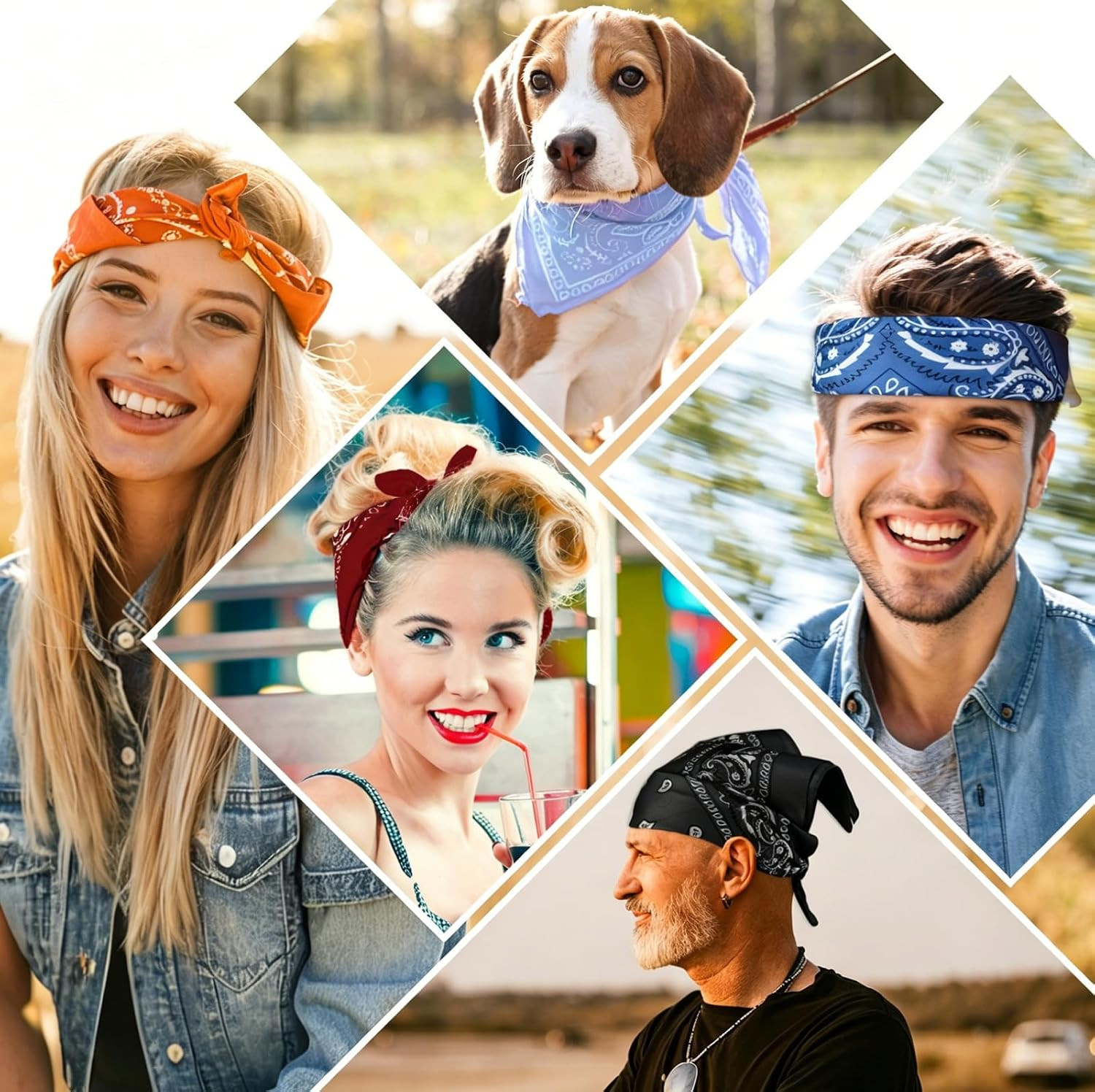 Bandanas Bulk Paisley Pattern for Women Men, Head Scarf Cowboy Bandana Neon Hand
