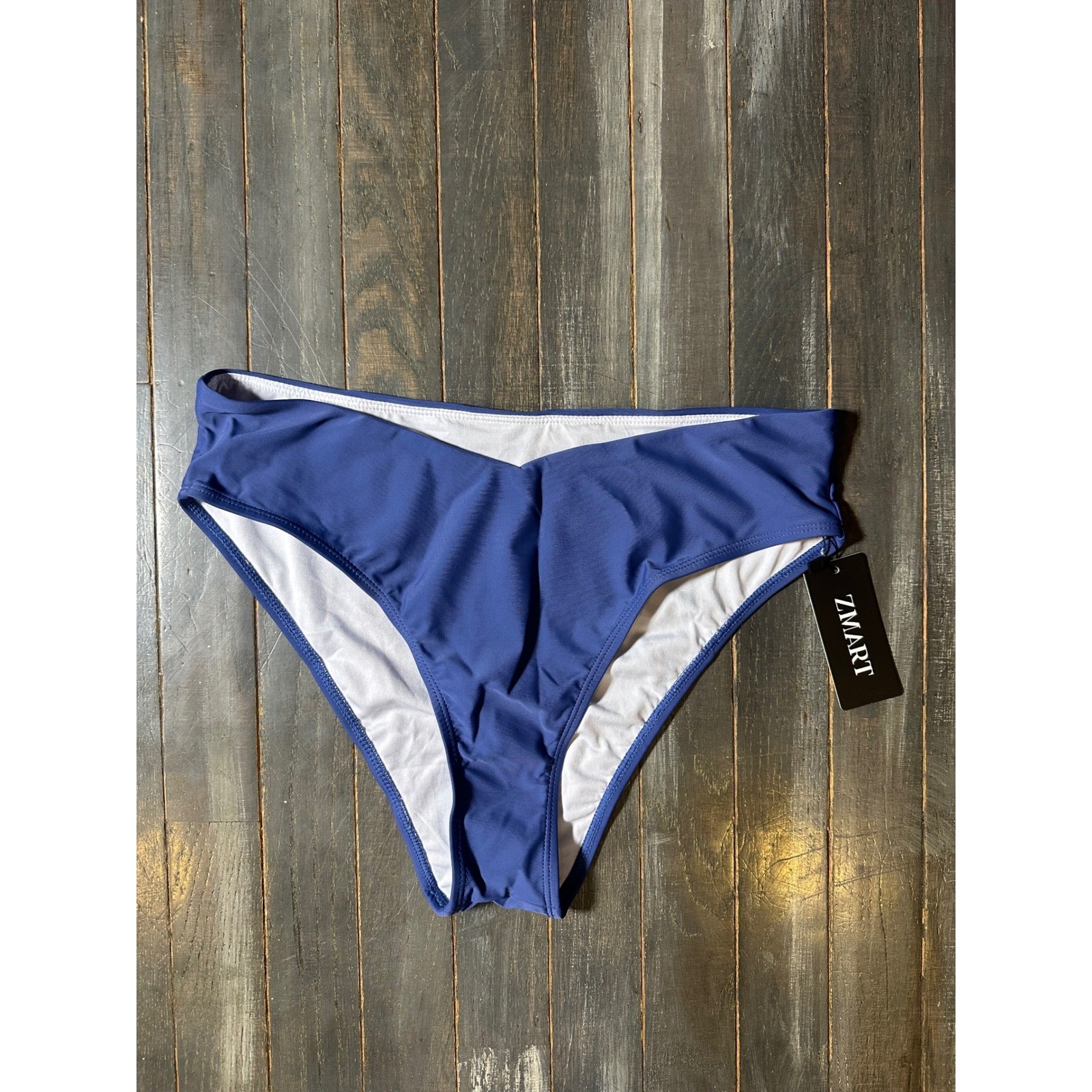 Zmart Womens Blue V-Cut High Leg Bikini Swimsuit Bottom