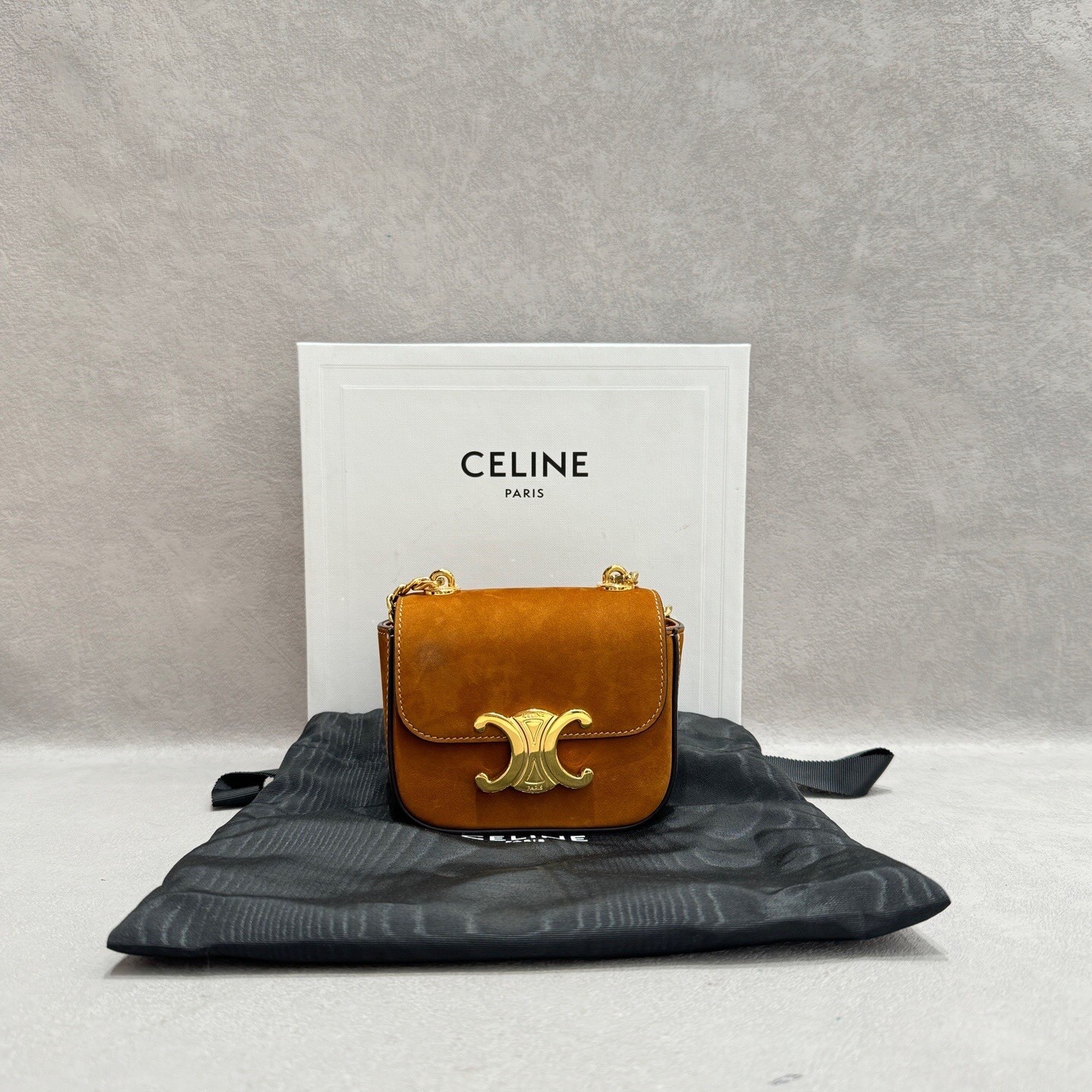 Celine Pre-Owned Authentic Crossbody Bag Beige 11*4*9.5cm