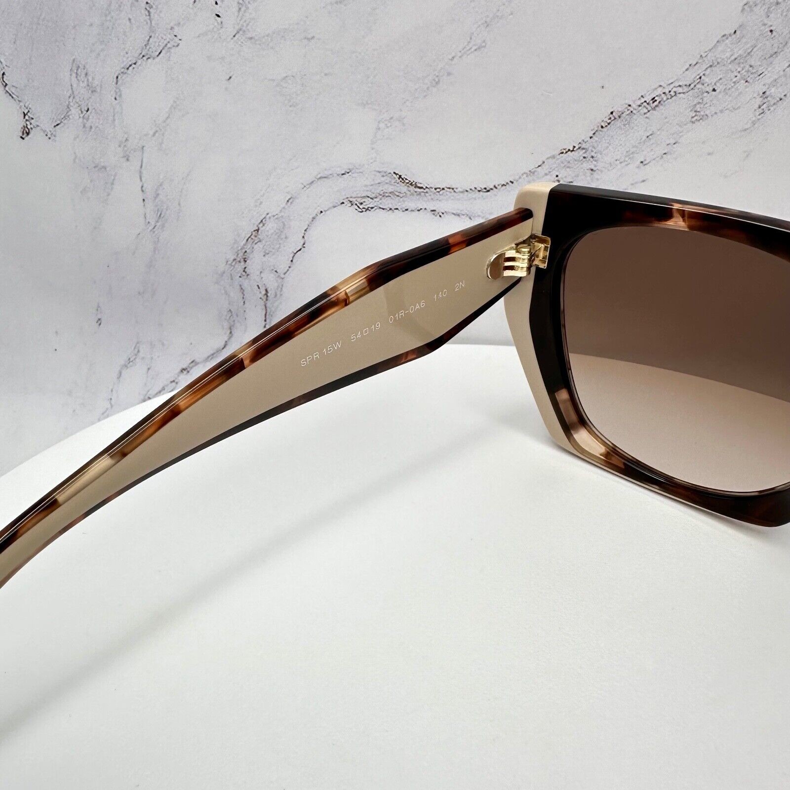 PRADA Sunglasses Brown PR 15WS 01R0A6 Square Womens Beige Tortoise Gold