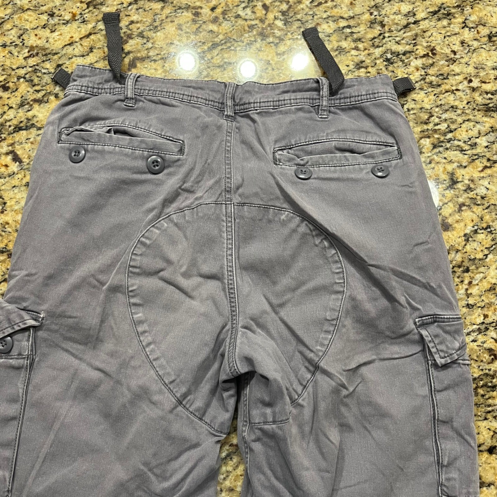 No Boundaries Mens Cargo Pants Gray Utility Multi Pocket 28×30 Adjustable Ankle
