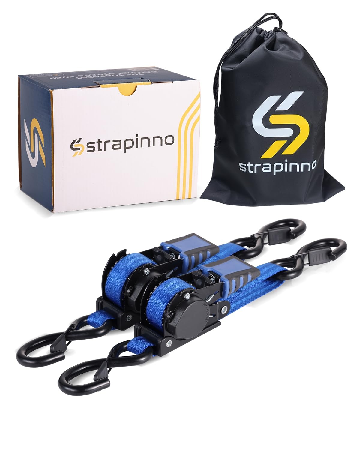 Strapinno 1″x4′ Ret retractable Ratchet Straps Heavy Duty Boat Transom Tie-Downs